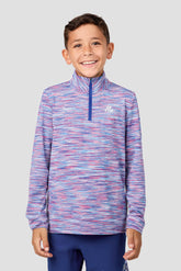 Boys Trail 1/4 ZIp - Blue/Pink/White
