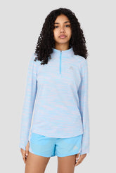 Girls Trail 1/4 Zip - Light Blue/Pink