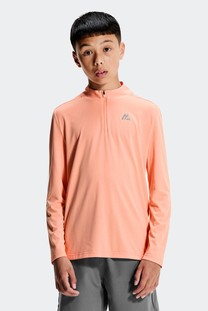 Boys Delta 1/4 Zip - Peach Punch