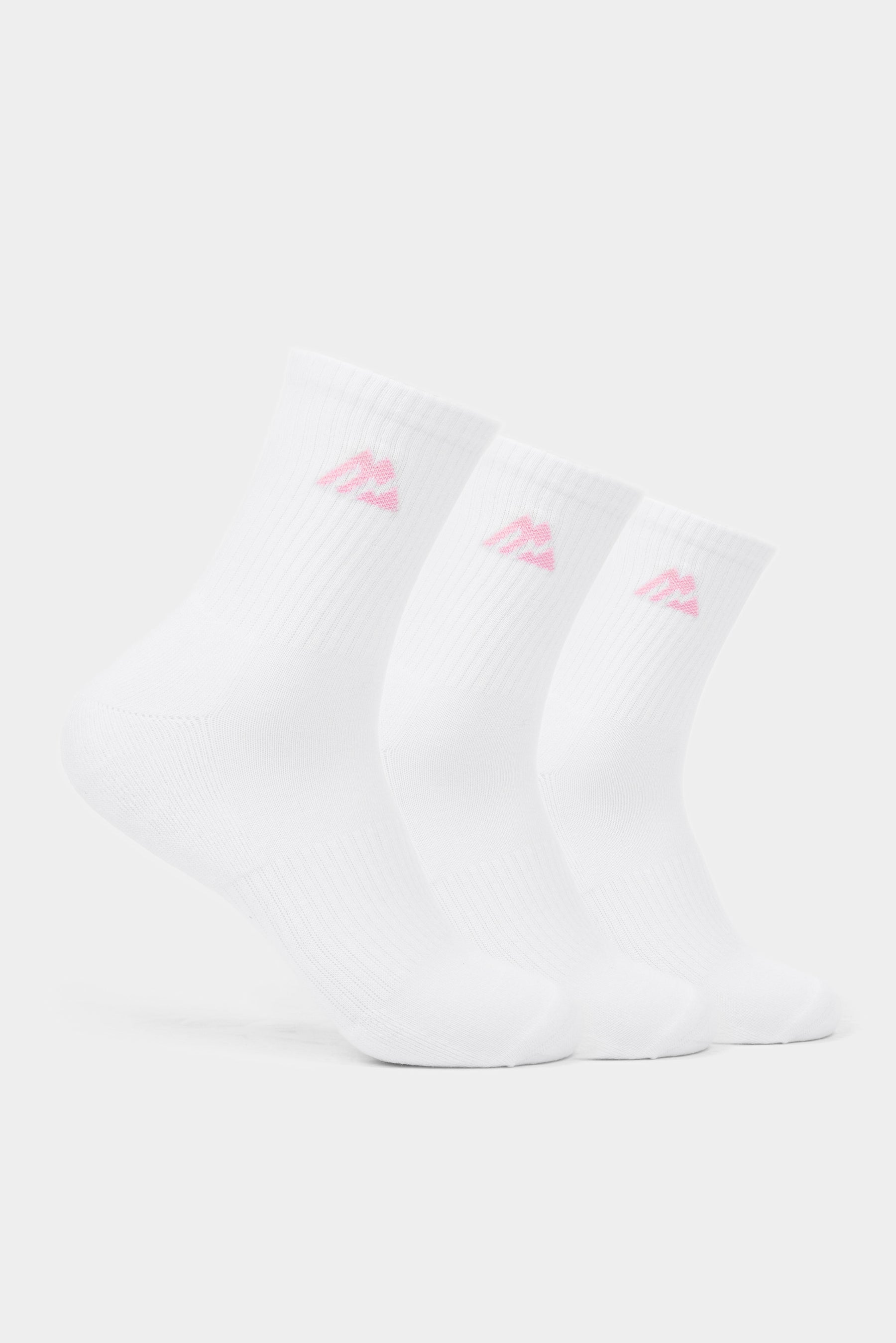 Women's Crew Sock 3 Pack - White/Pink Lemonade 