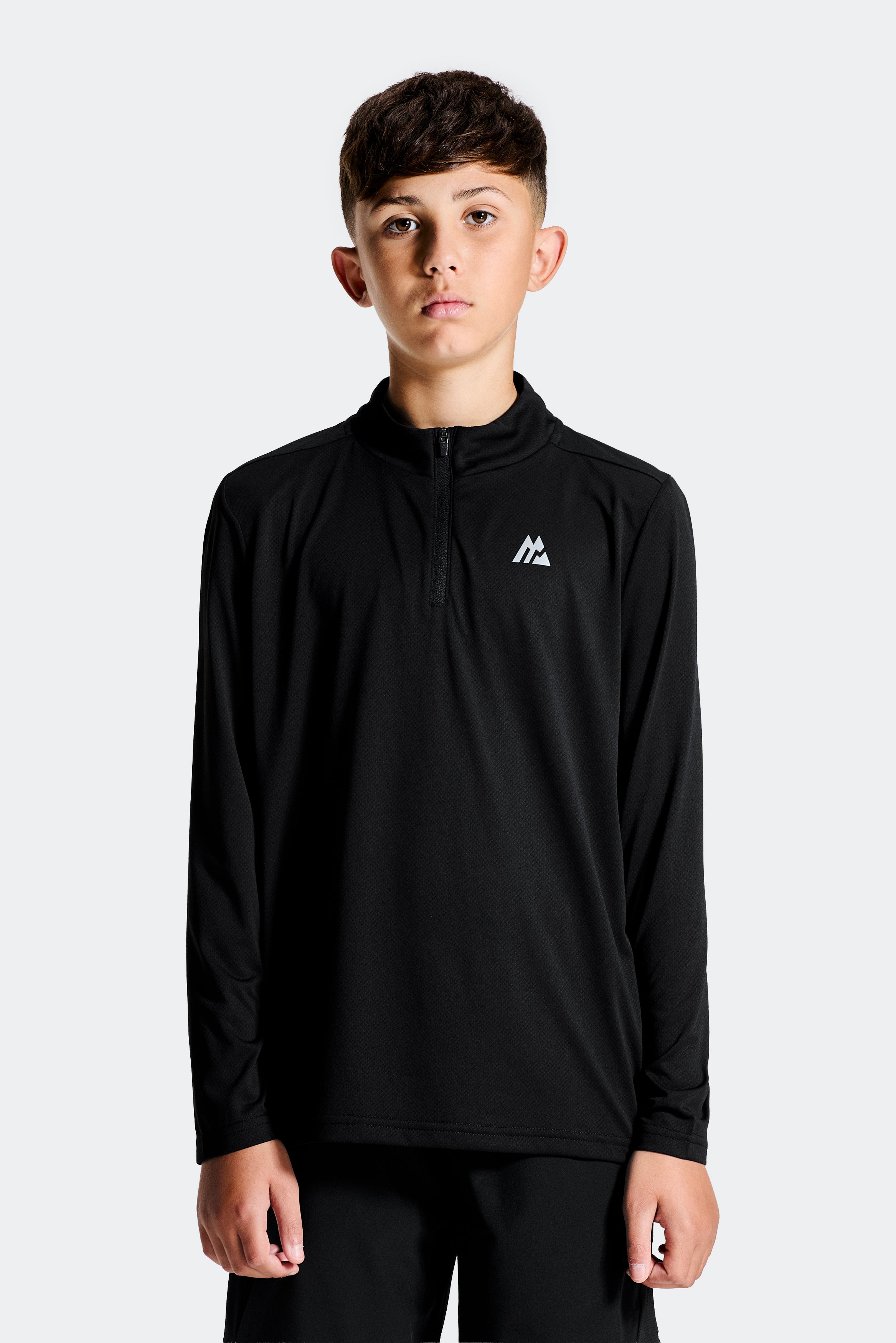 ☆monta☆ページ Montirex Boys Delta 1/4 Zip - Black Gymwear Top