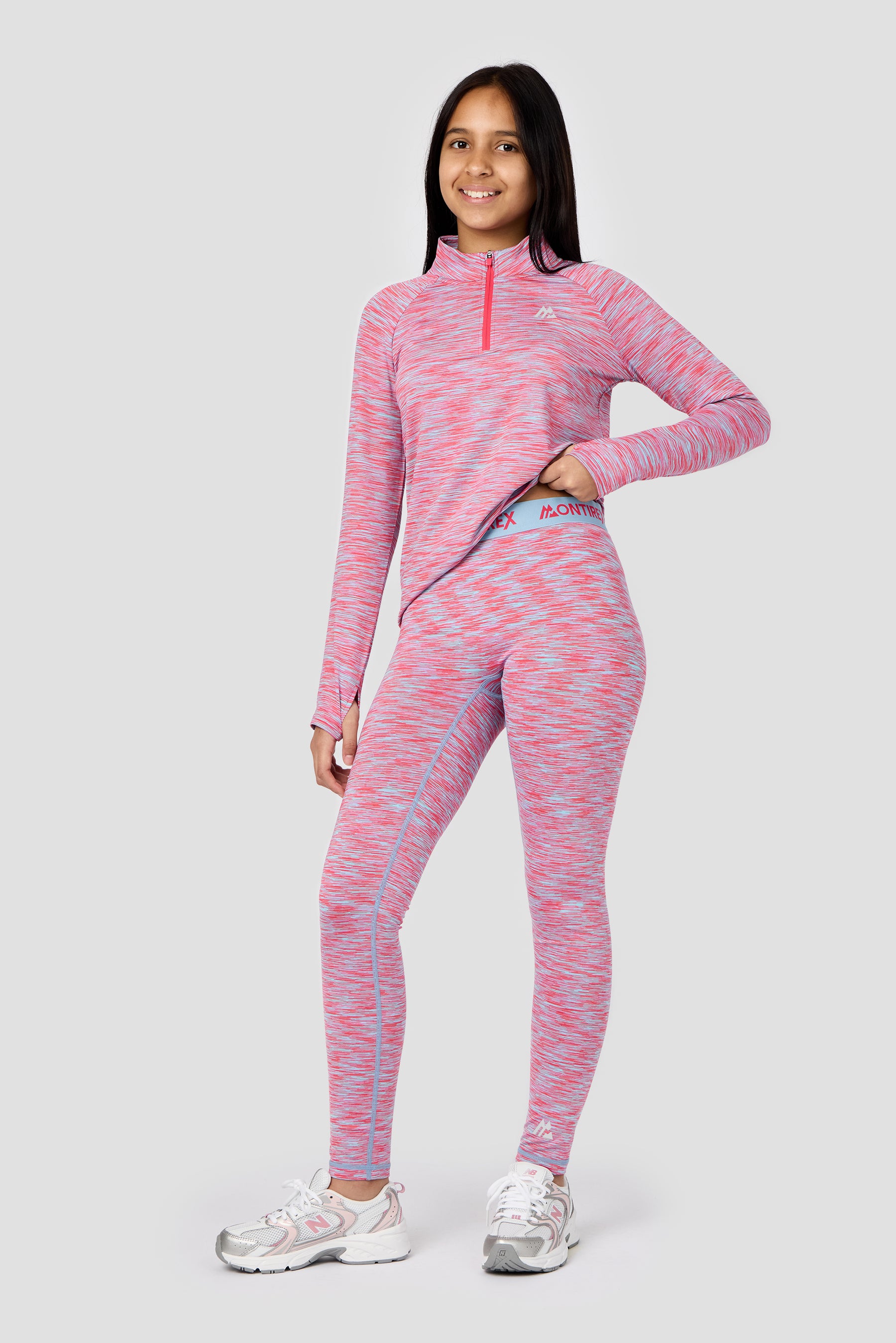 Girls Trail Icon Legging - Blue/Pink Multi