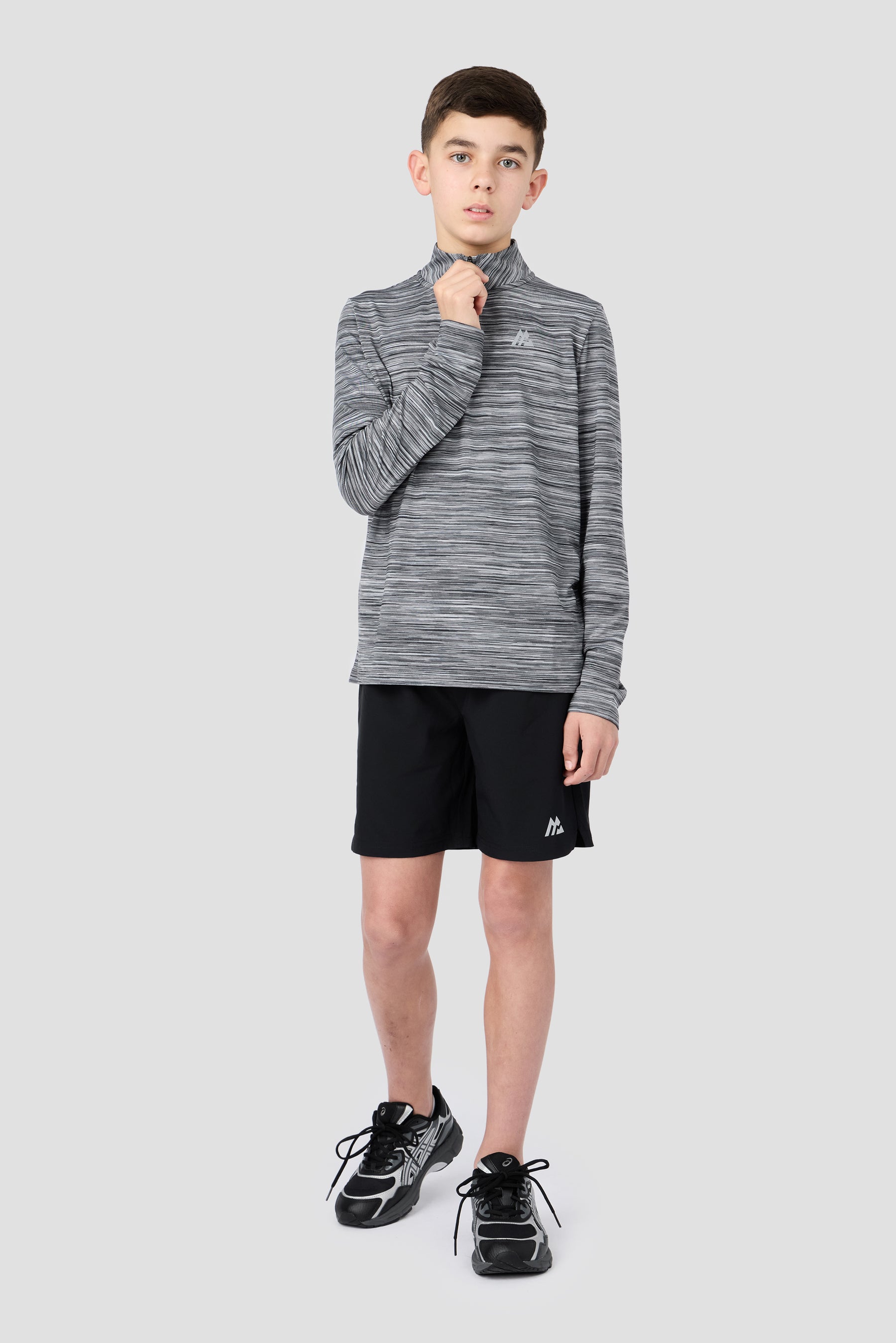 Boys Trail 1/4 Zip - Black/Grey Multi