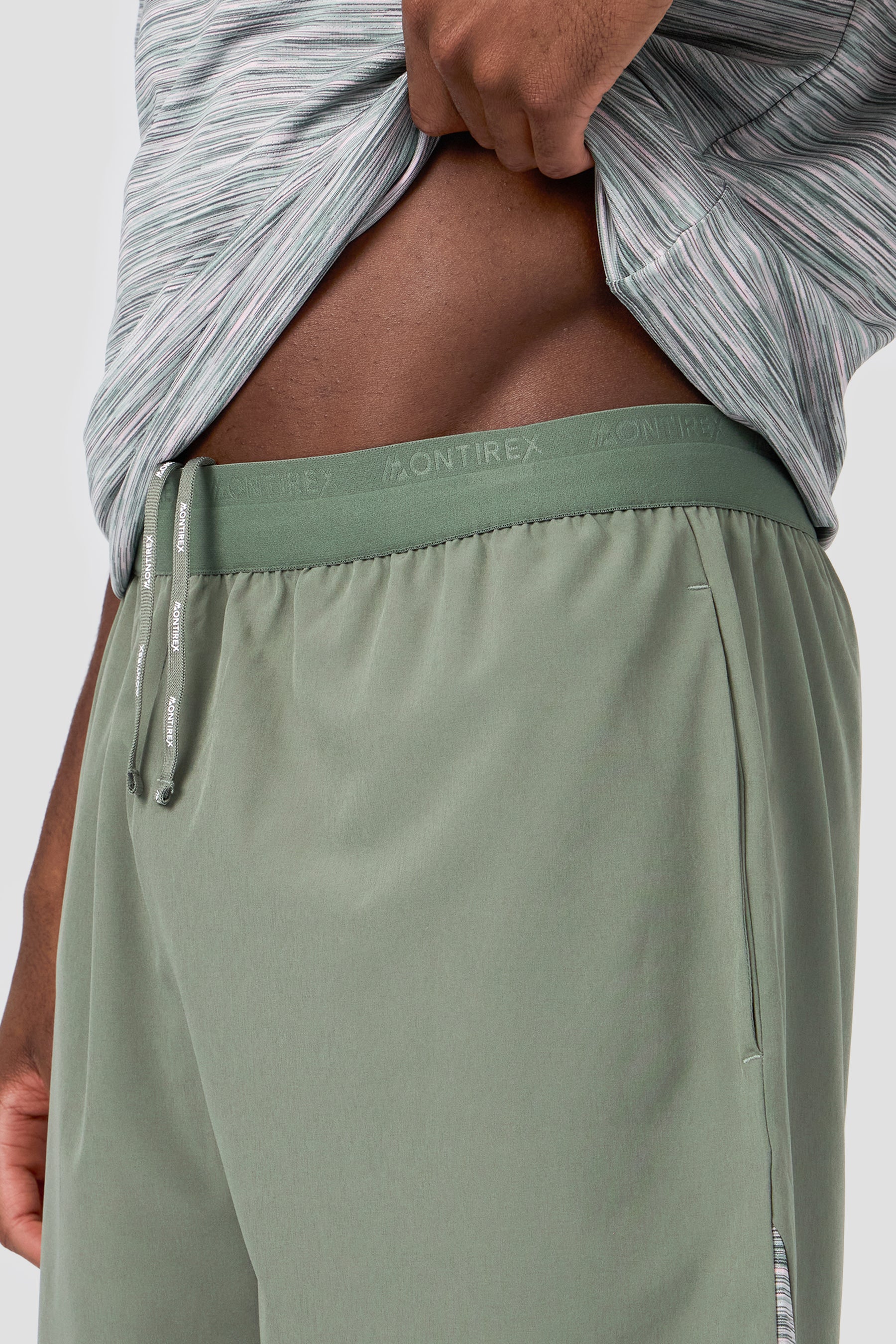 Trail Panel Short - Green Slate/Pink