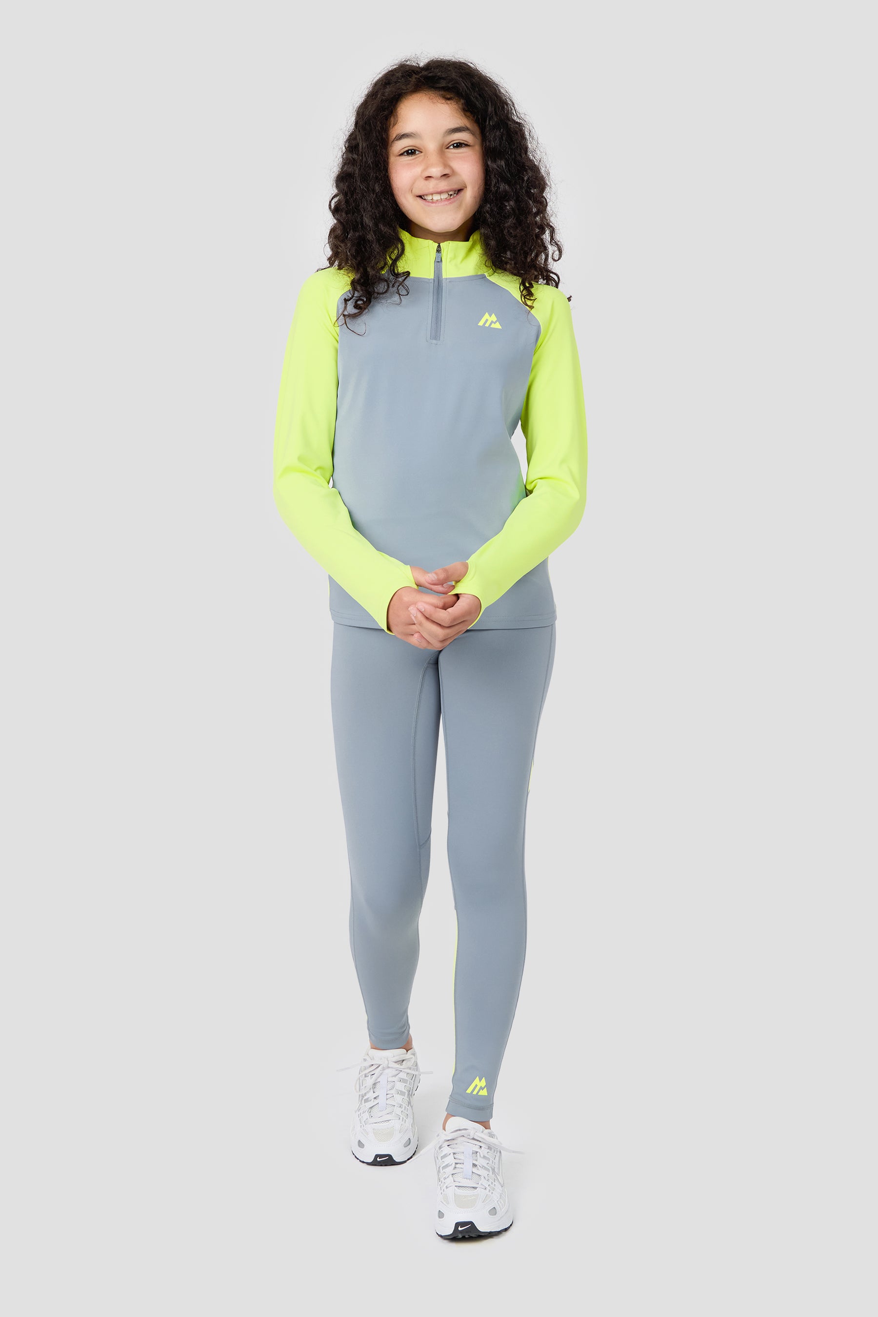 Girls Dash 1/4 Zip - Cadet Grey/Citrus