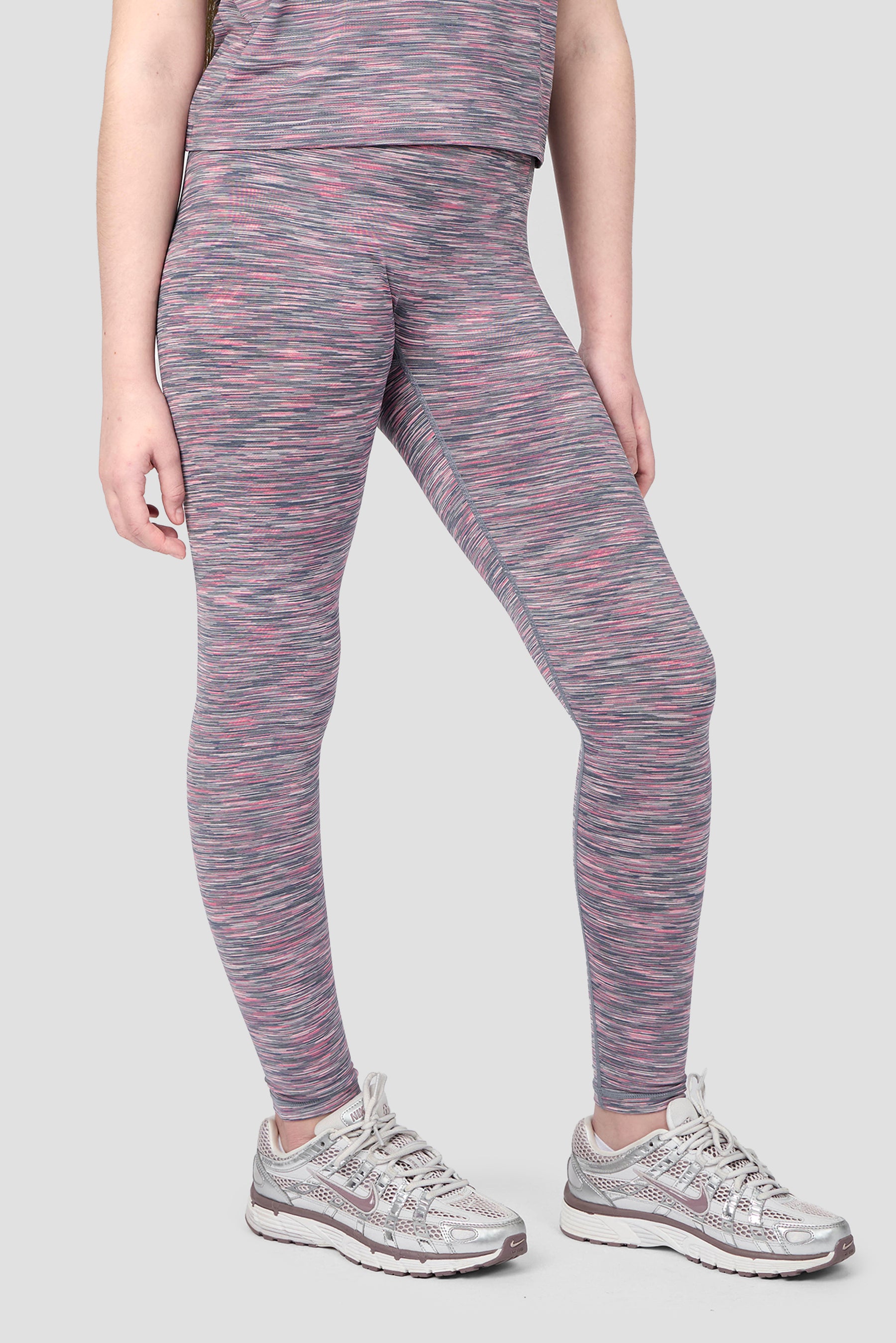 Girls Trail Icon Legging - Grey Multi/Pink