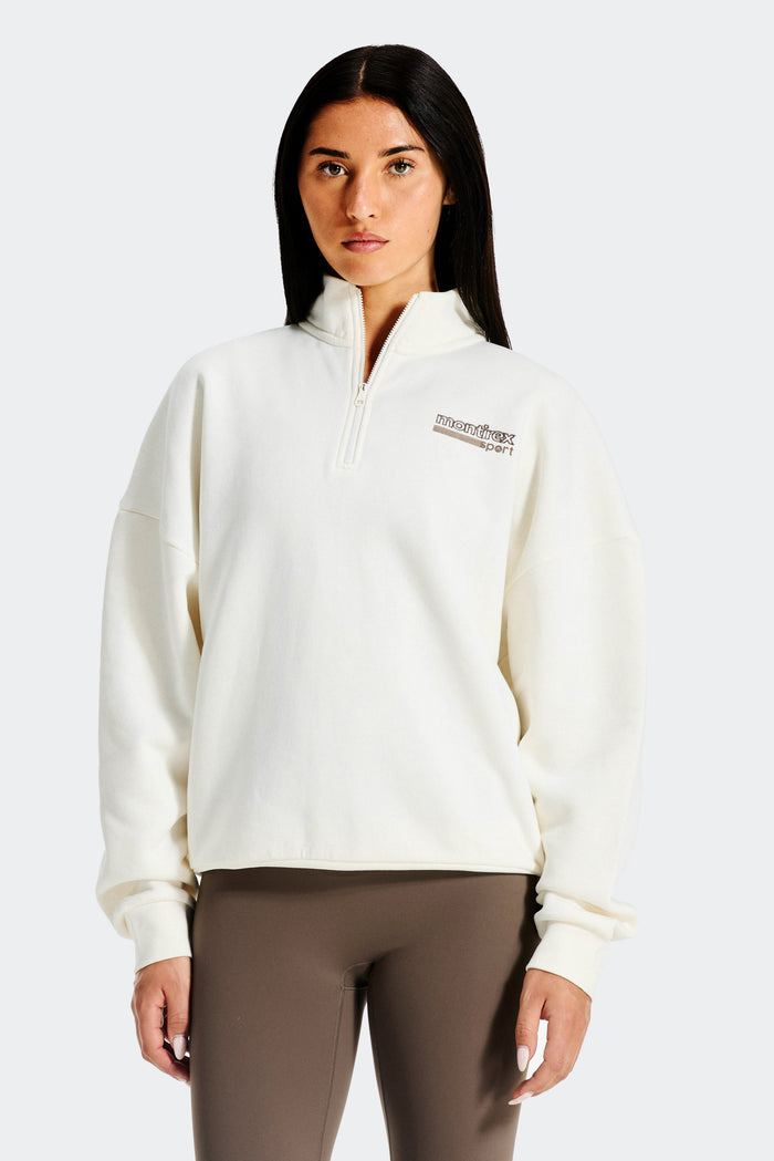 Track Graphic 1/4 Zip - Vanilla