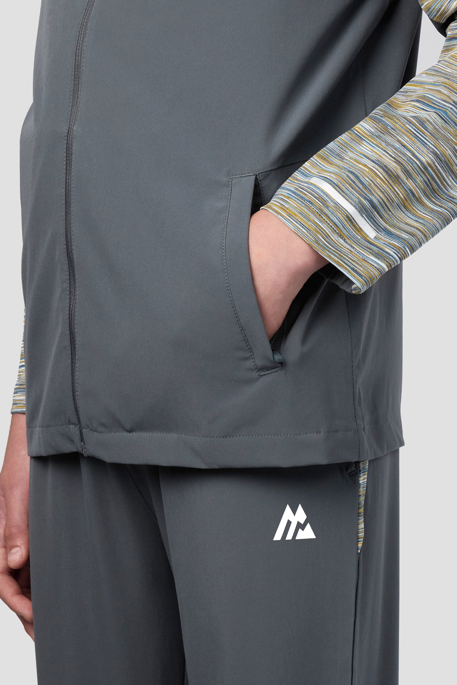 Boys Trail Windbreaker - Grey/Blue/Orange