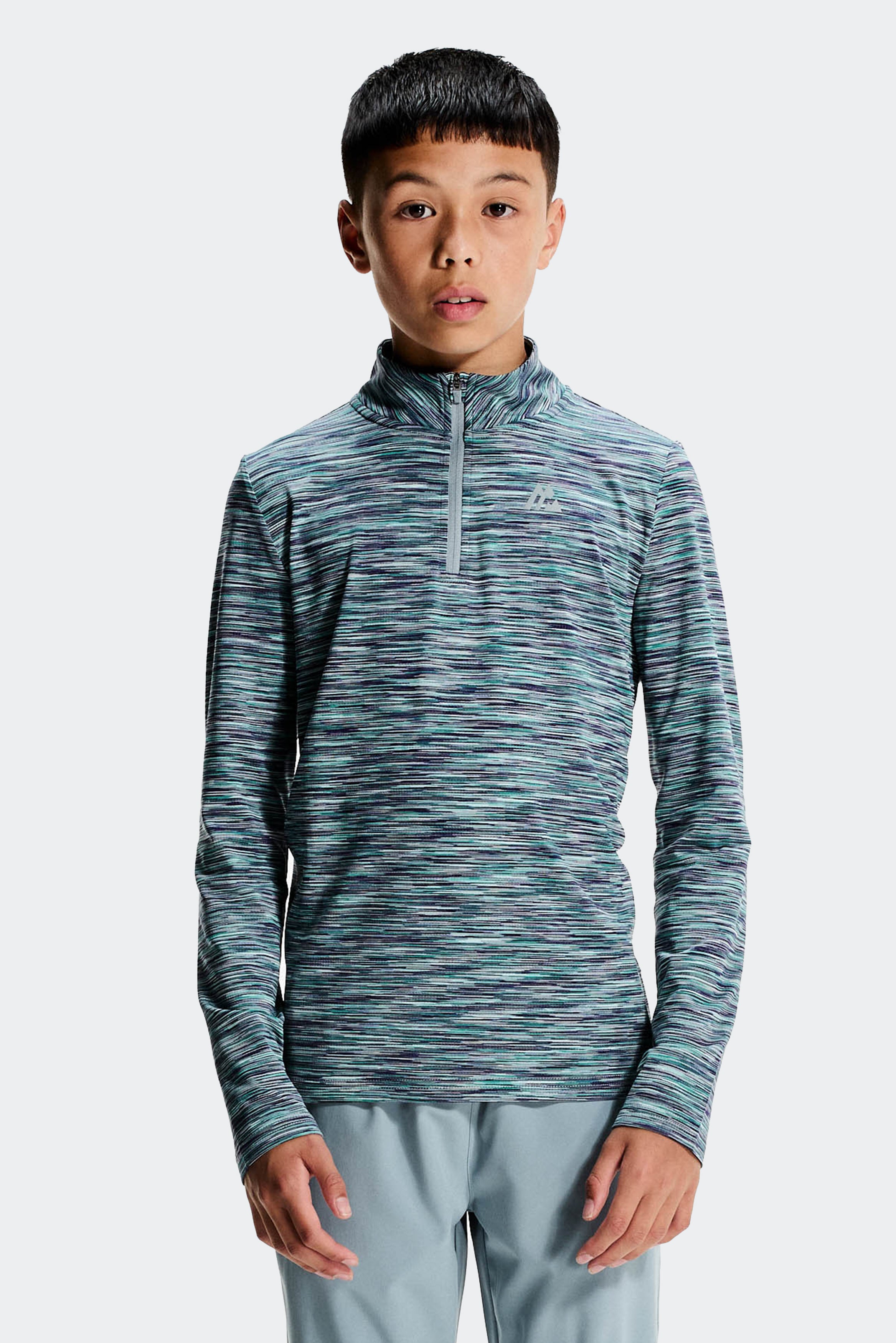 merucarigonta Montirex Boys Trail 1/4 Zip Sportswear - Grey/Purple/Green