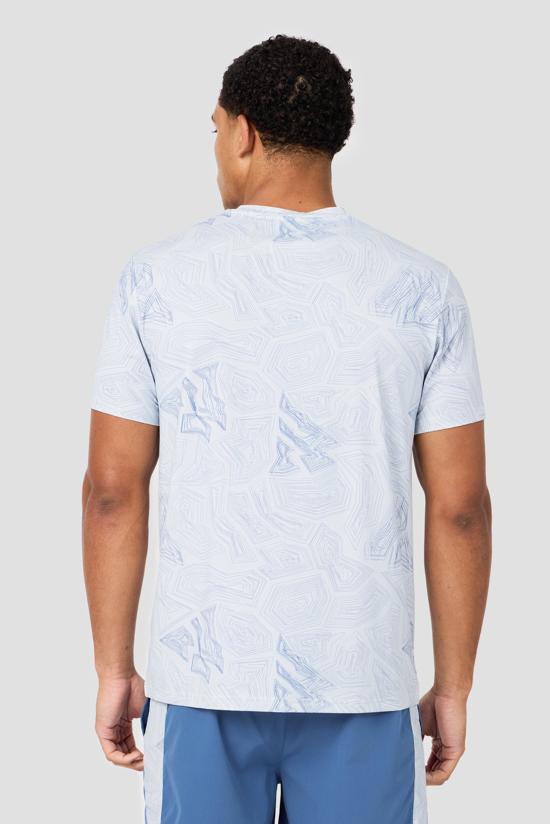 Geo M Print T-Shirt - Summer Mist/Charcoal Blue