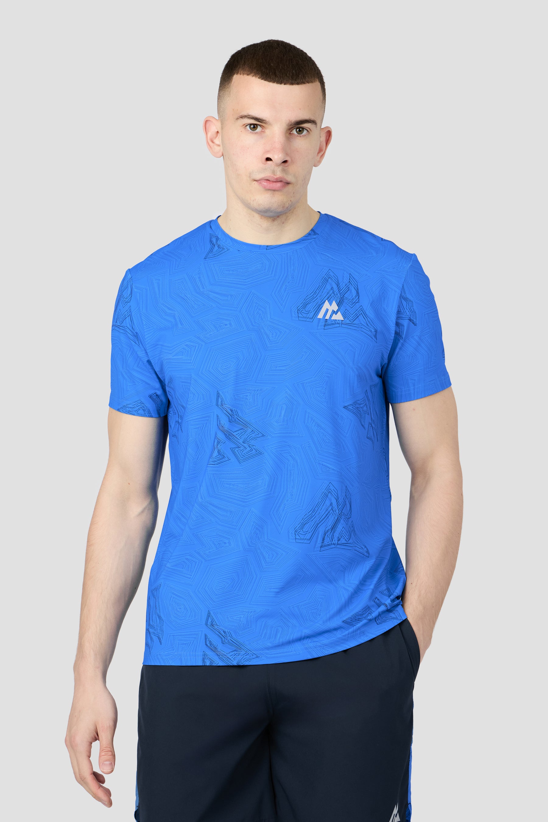 Geo M Print T-Shirt - Celestial Blue/Midnight Blue