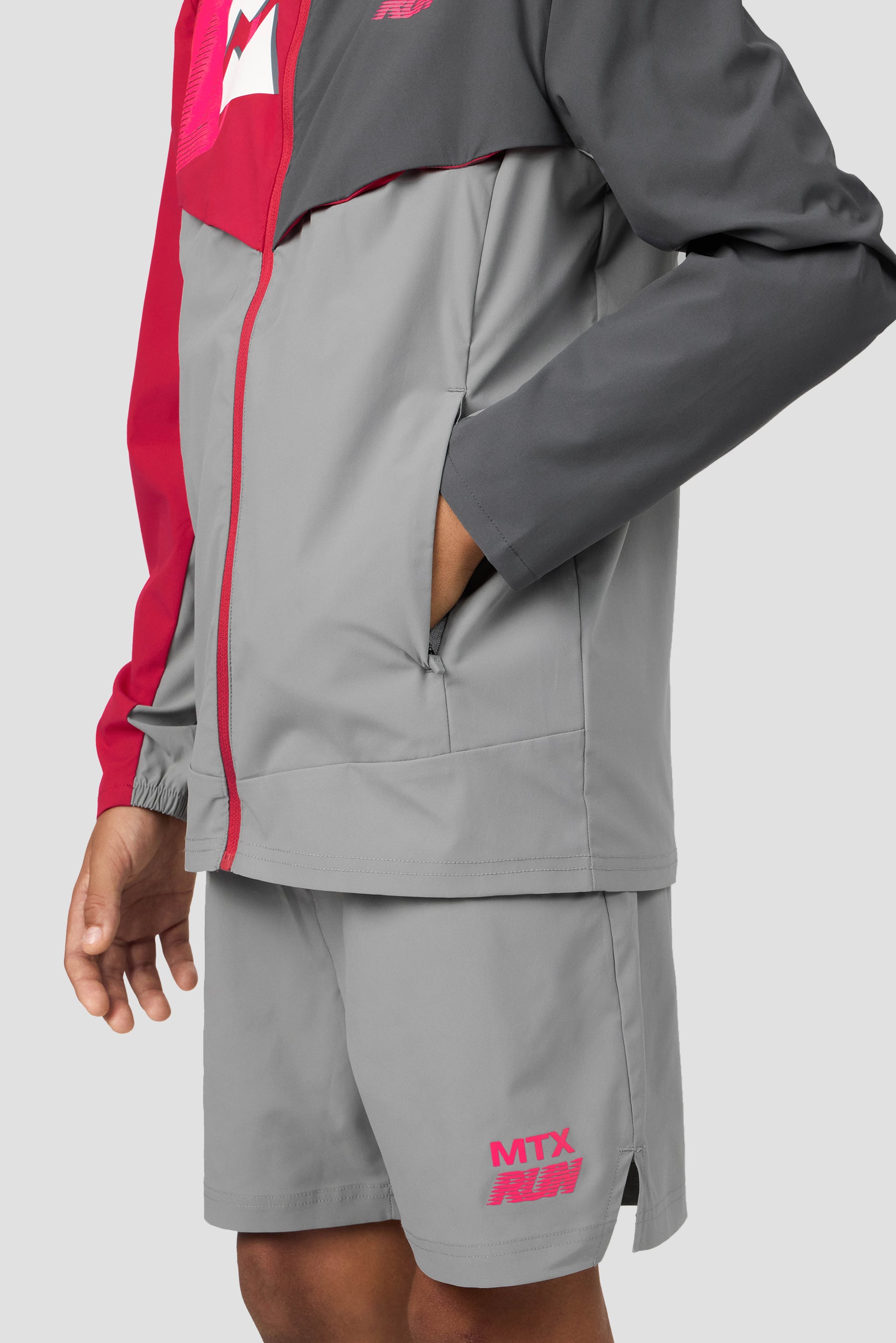Boys MTX Run Jacket - Platinum Grey/Slate Grey/Pomegranate