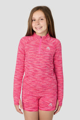 Girls Trail 1/4 Zip - Fuschia/White