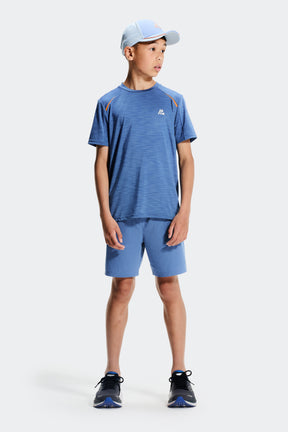 Boys Ignite T-Shirt  - Charcoal Blue/Tangerine Glow