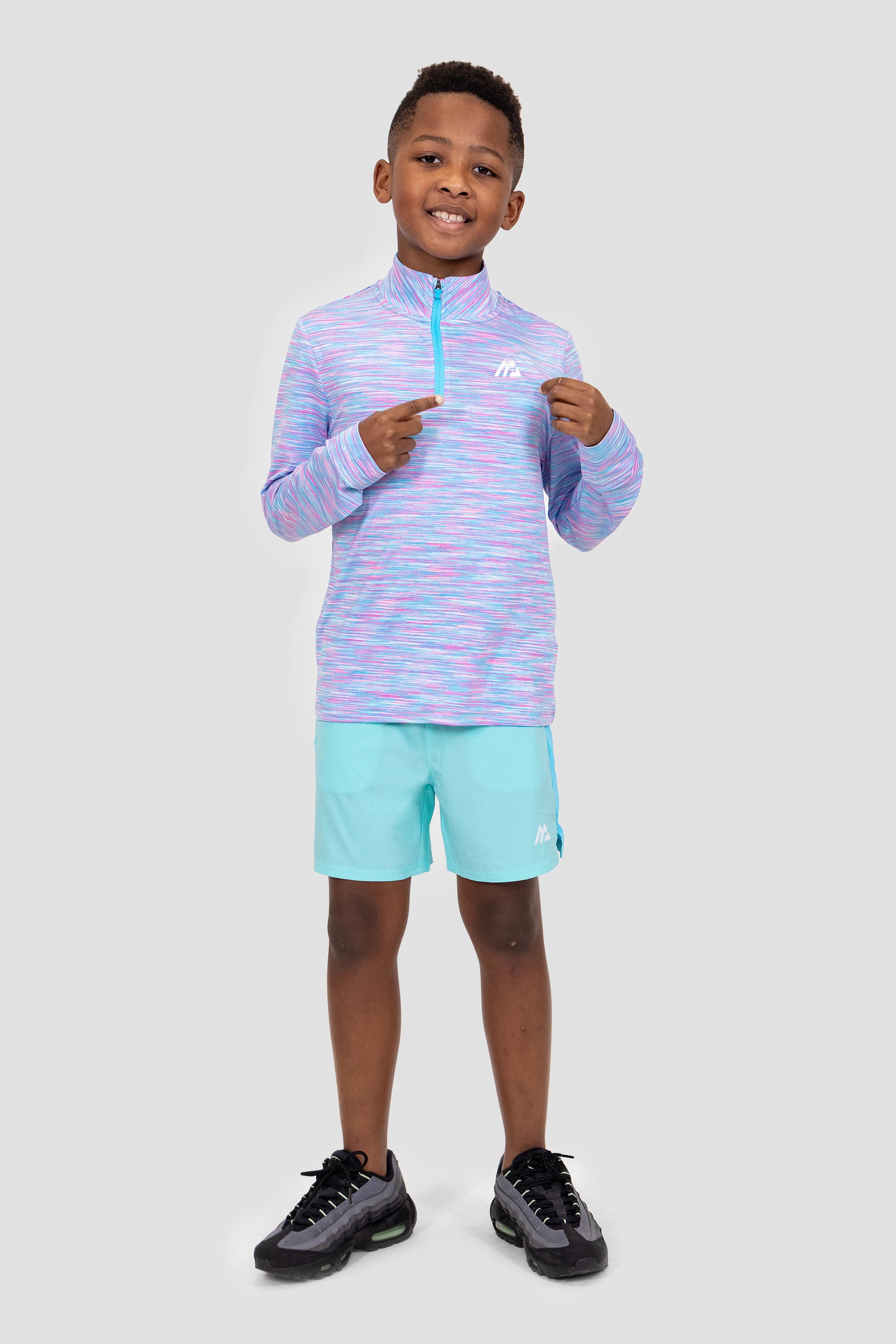 Boys Trail 1/4 Zip - Blue/Pink/White