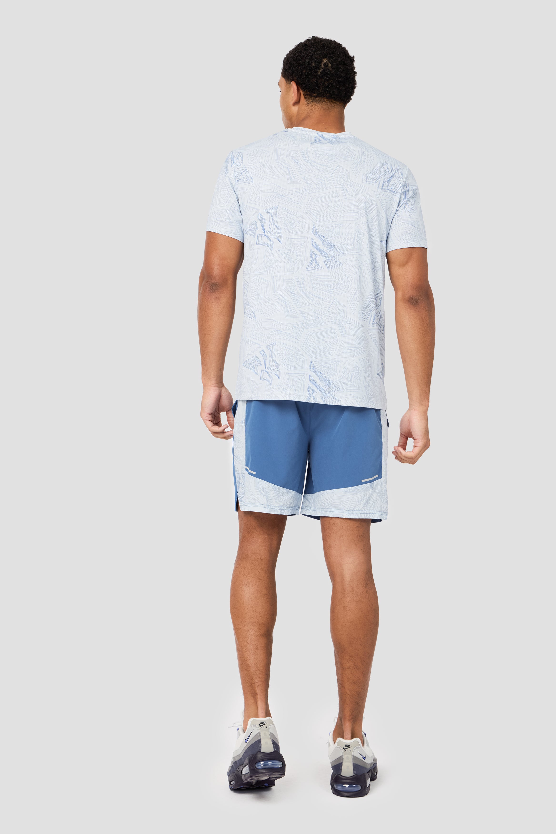 Geo M Print Short - Charcoal Blue | Montirex Sportswear Gymwear