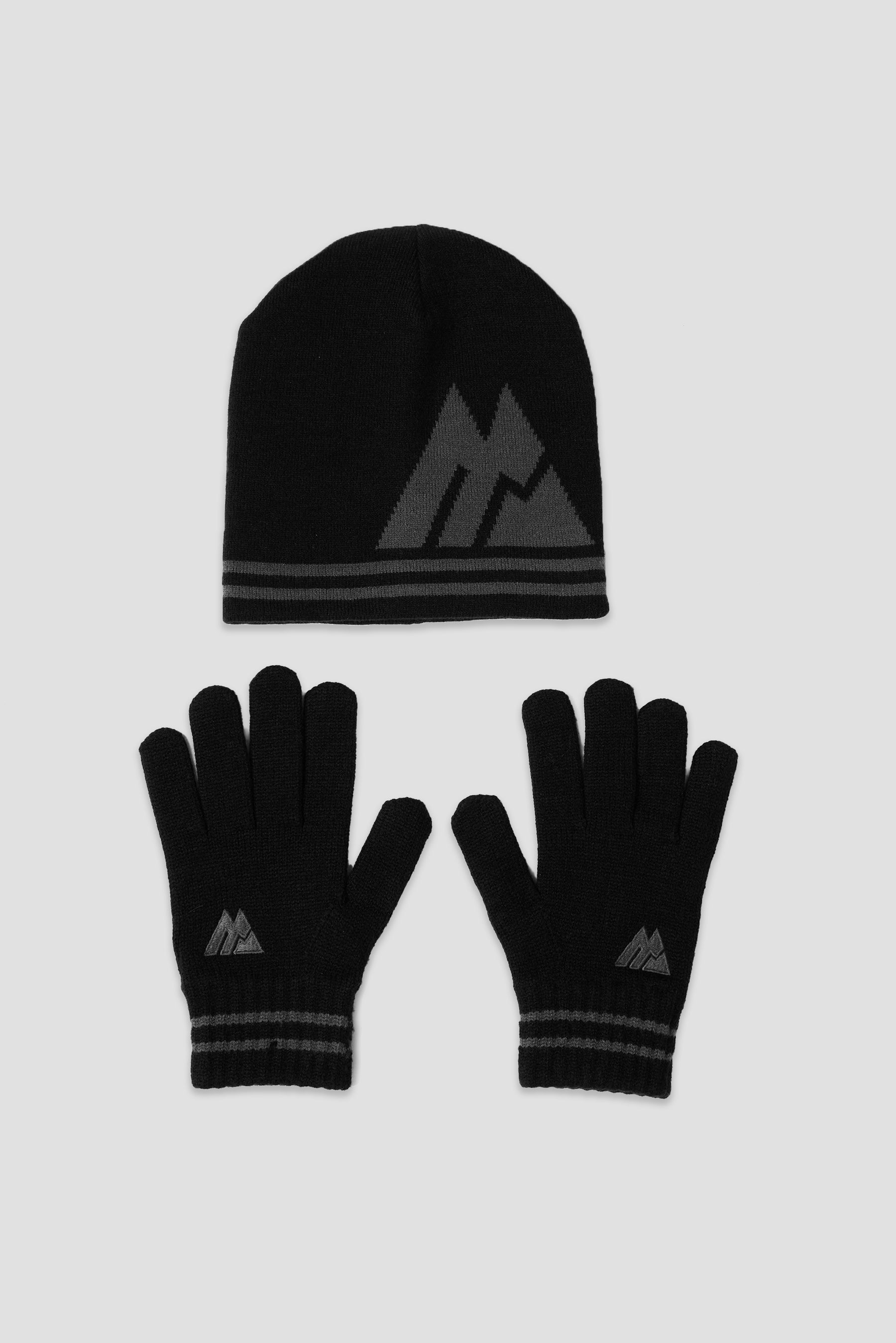 Junior Ibex Beanie/Gloves Set - Black/Asphalt
