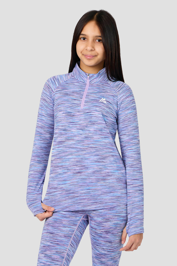 Girls Trail 1/4 Zip - Lilac/Blue/White