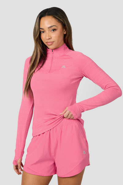 Breathe 1/4 Zip Peony Pink | Montirex Gymwear Sportswear Top