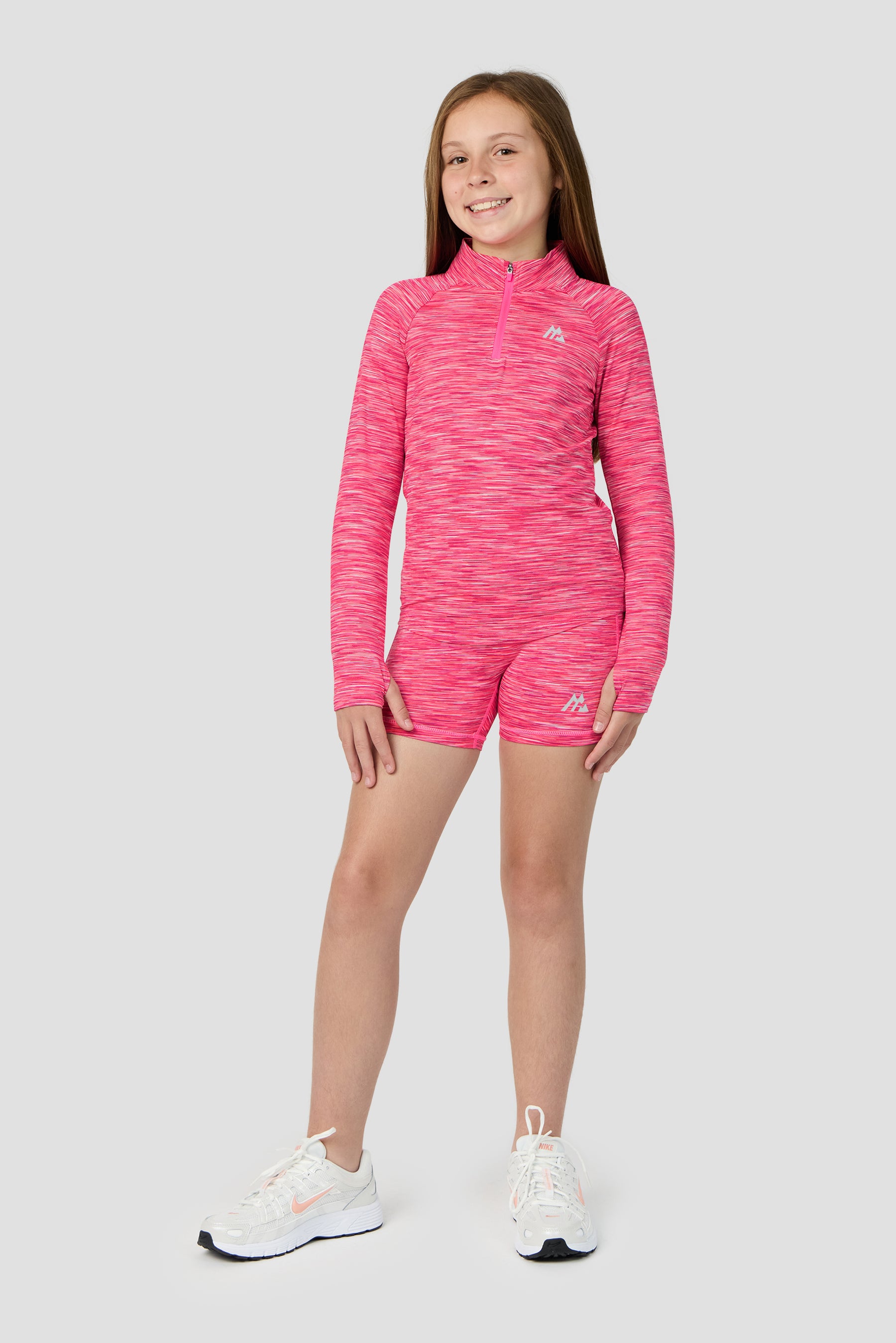 Girls Trail Icon Cycling Shorts - Fuschia/White