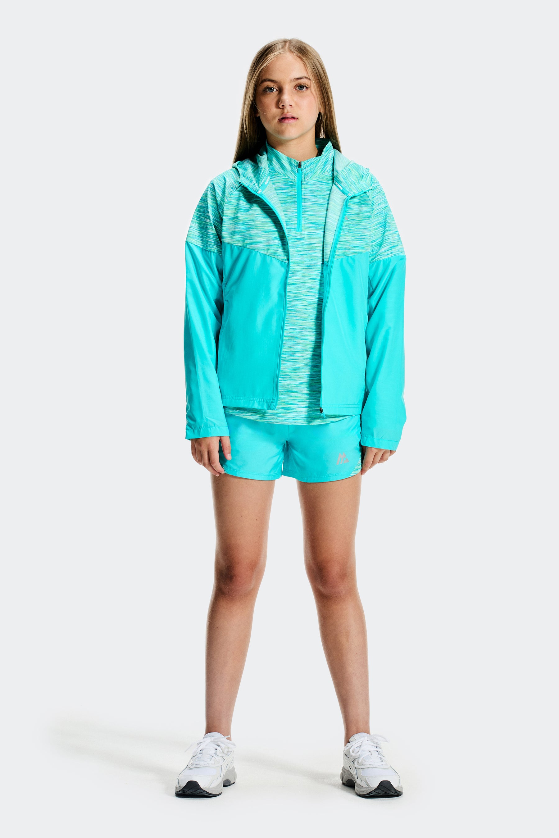 Girls Trail 1/4 Zip - Aqua Blue Multi