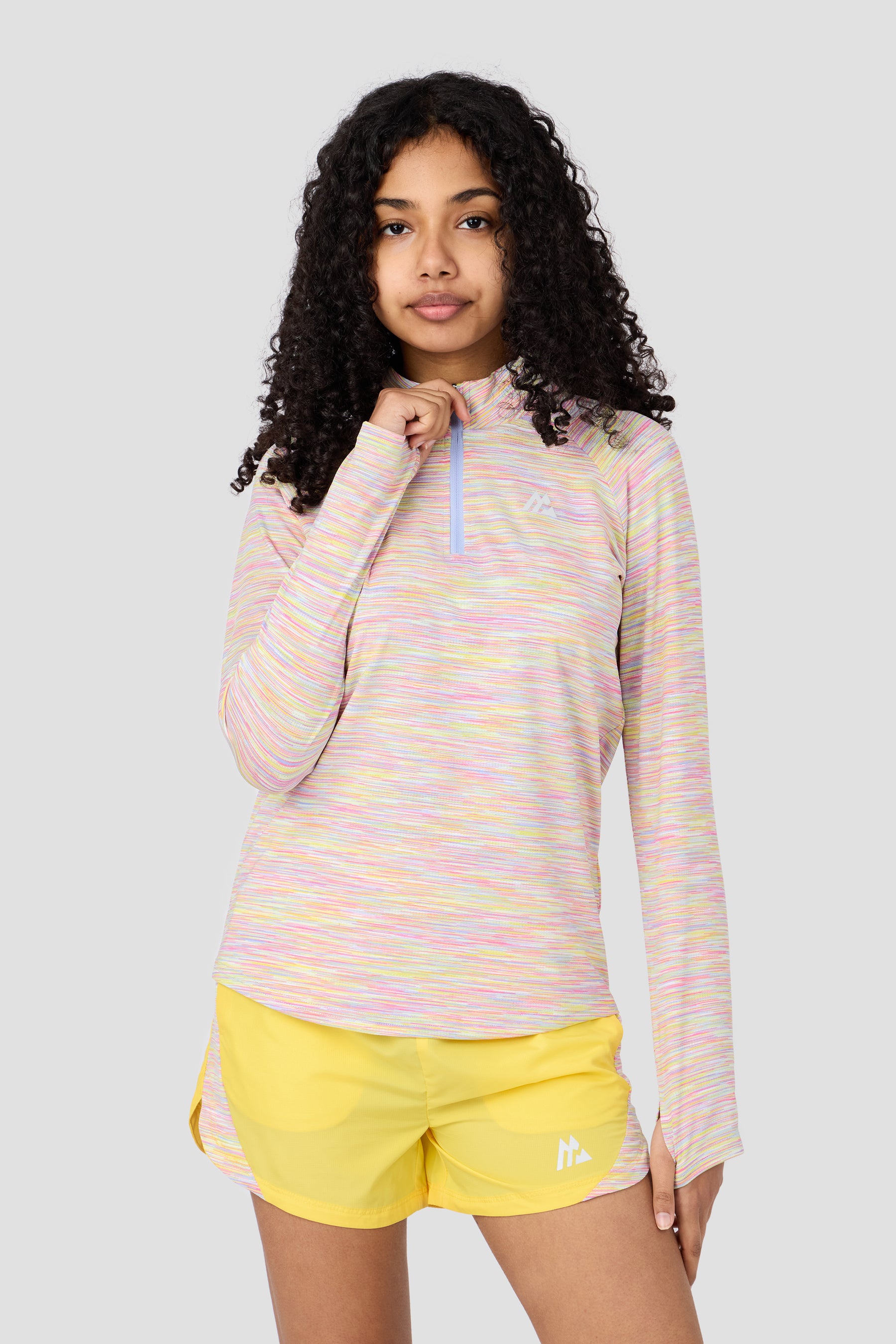 Girls Trail 1/4 Zip - Yellow/Lilac/Pink
