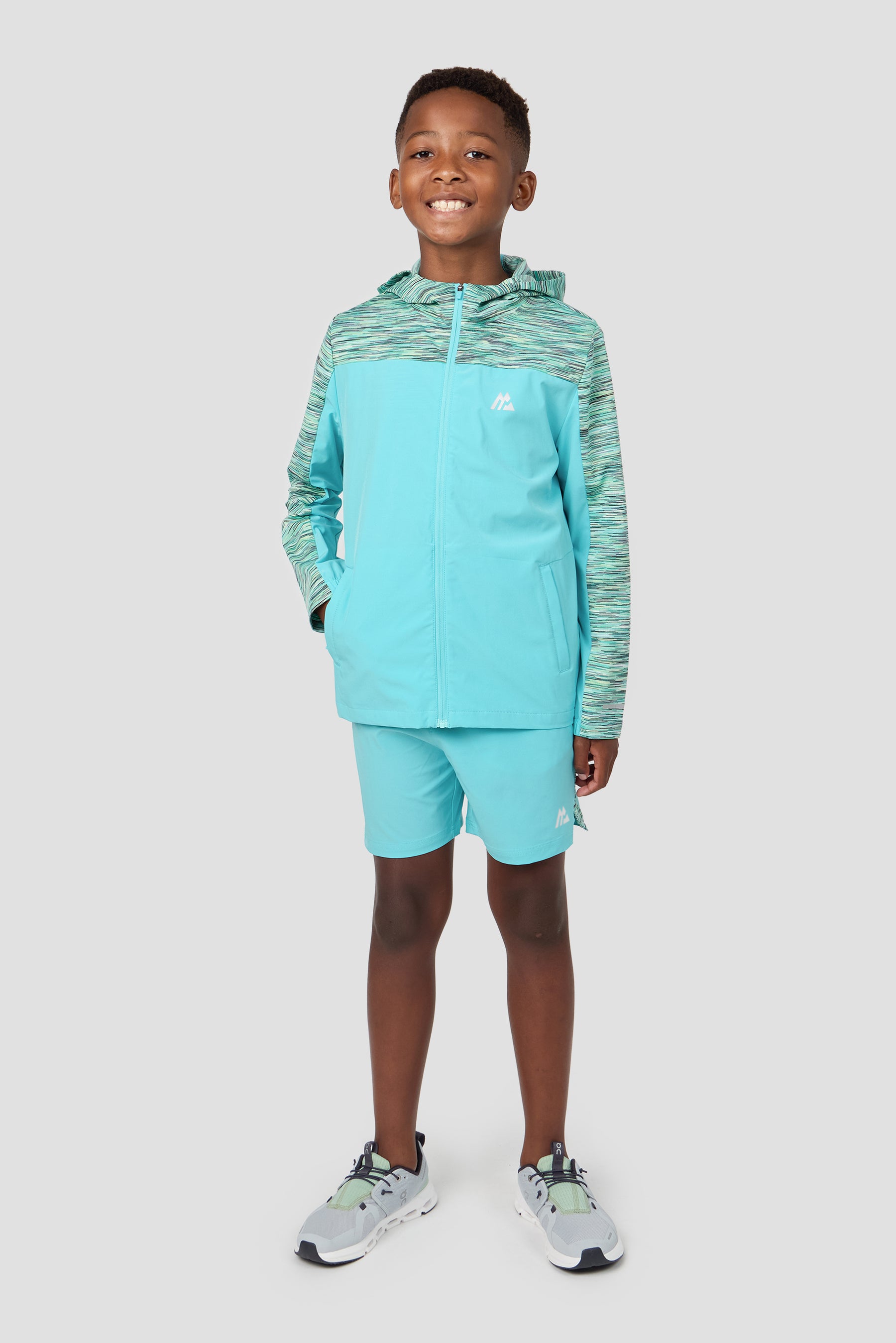 Boy's Trail Windbreaker - Blue/Teal/Green