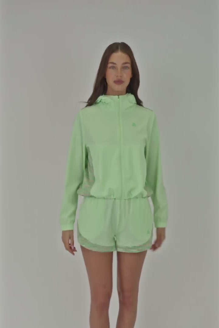 Women's Trail Windbreaker - Green/Pink