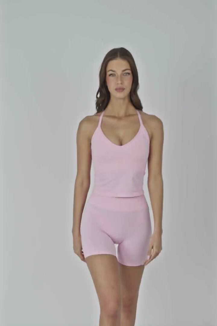 Muse Seamless Halter Neck Tank - Light Pink