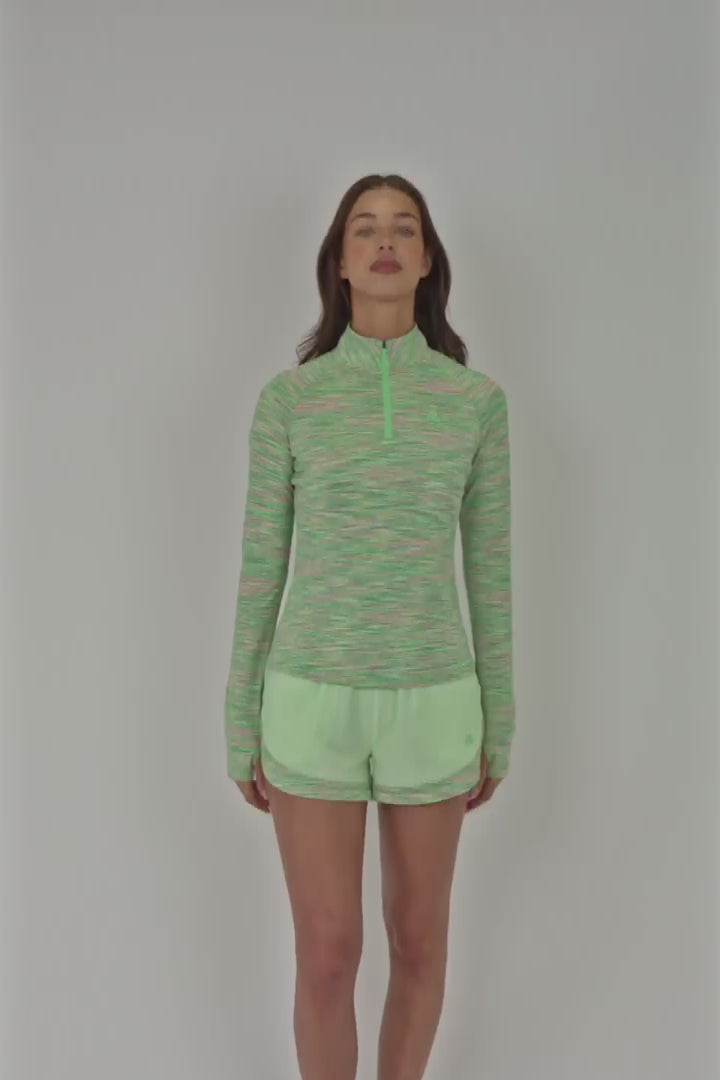 Women's Trail 1/4 Zip - Green/Pink