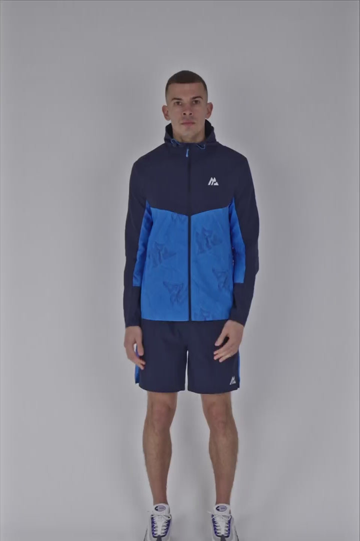 Geo M Print Windbreaker - Midnight Blue/Celestial Blue