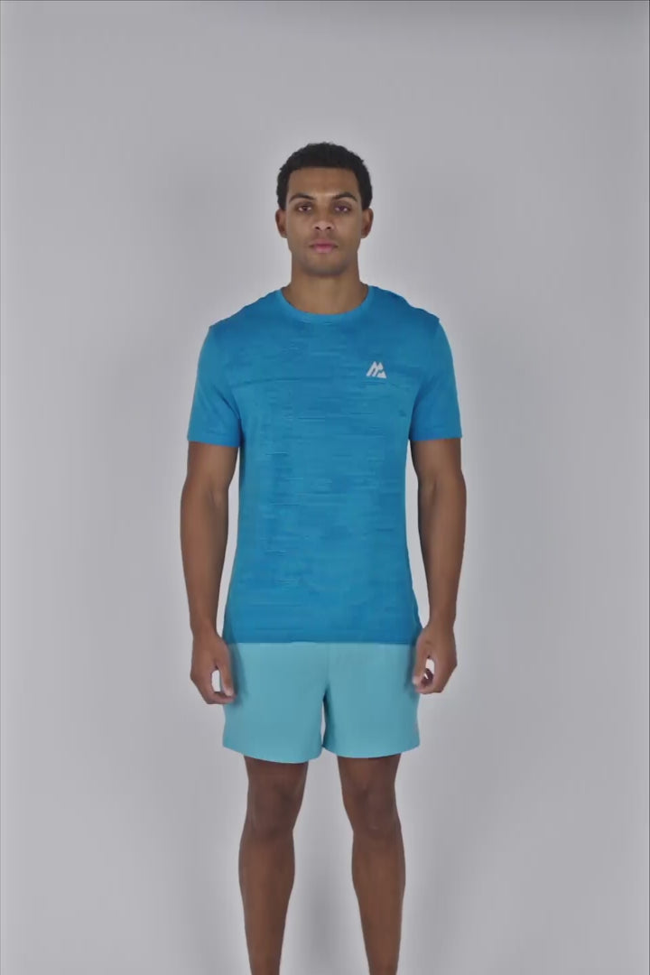Glitch Seamless T-Shirt - Vivid Aqua/Neon Blue