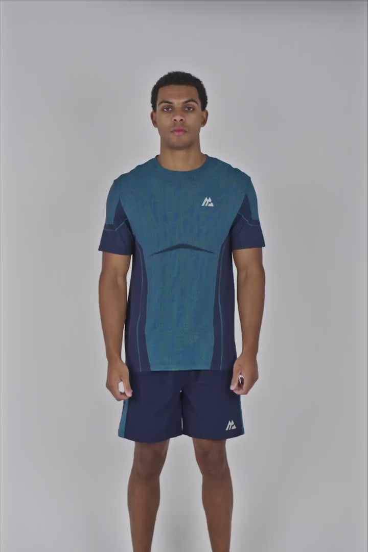 Pulse Seamless T-Shirt - Midnight Blue/Vivid Aqua