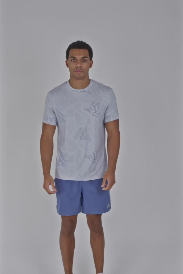 Geo M Print T-Shirt - Summer Mist/Charcoal Blue