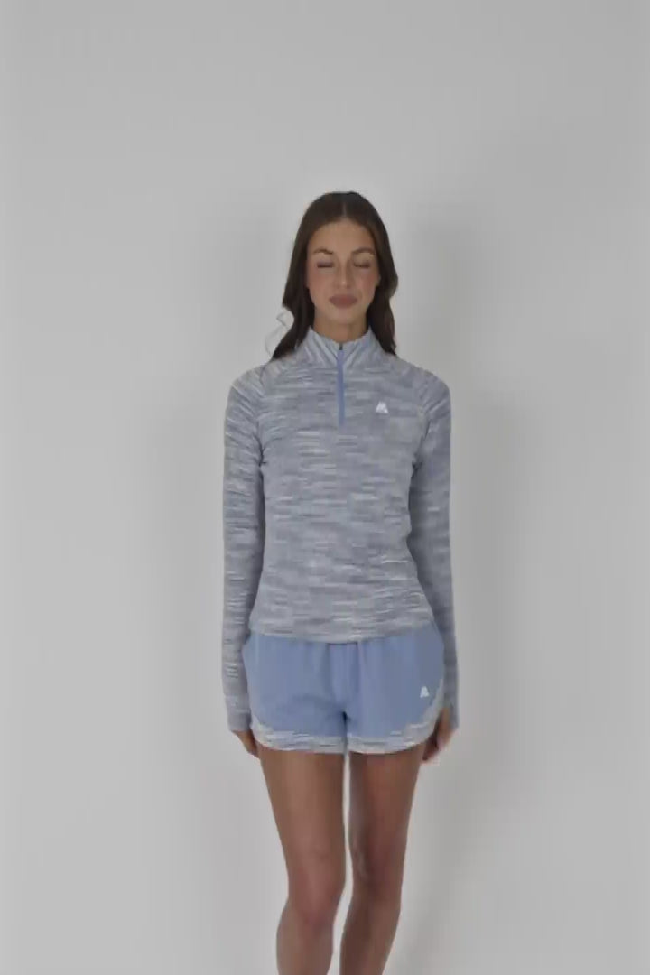 Women's Trail 1/4 Zip - Light Blue/Grey Multi