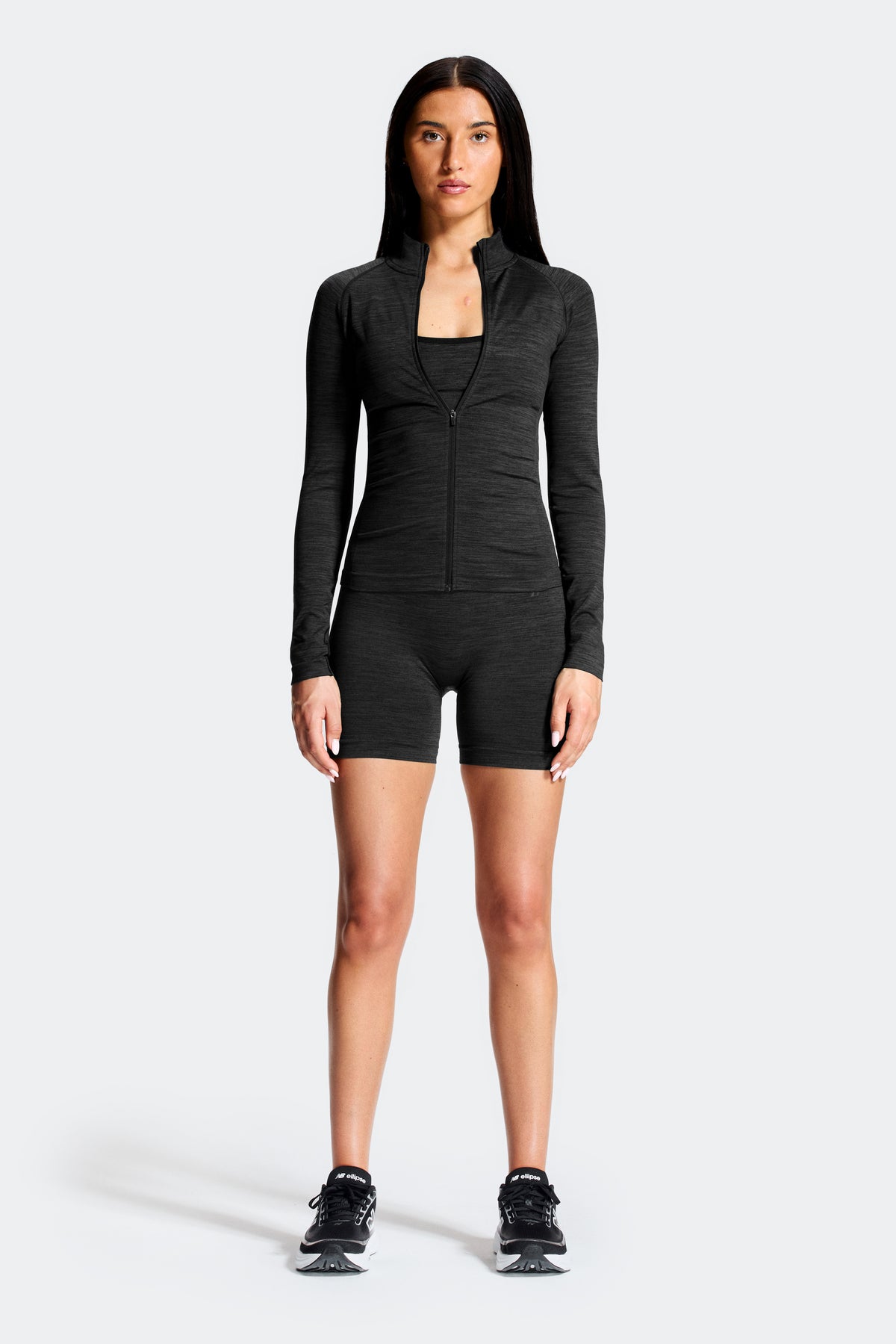 Trail Seamless Full Zip - Black Marl