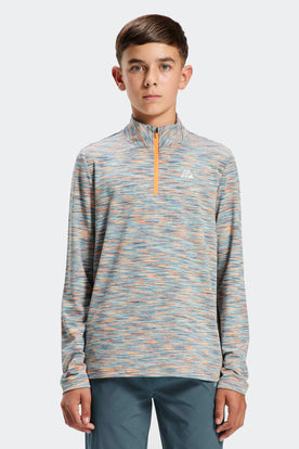 Boys Trail 1/4 Zip - Blue/Green/Orange