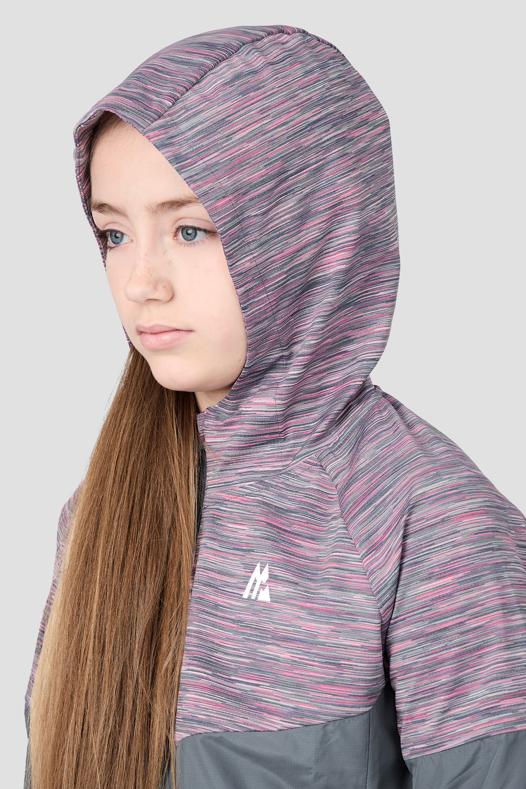 Girls Trail Windbreaker - Grey Multi/Pink
