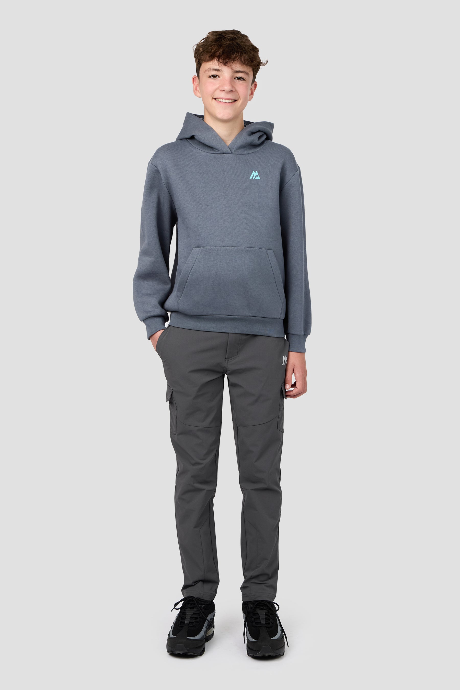 Boys Helix Graphic Hood - Slate Grey
