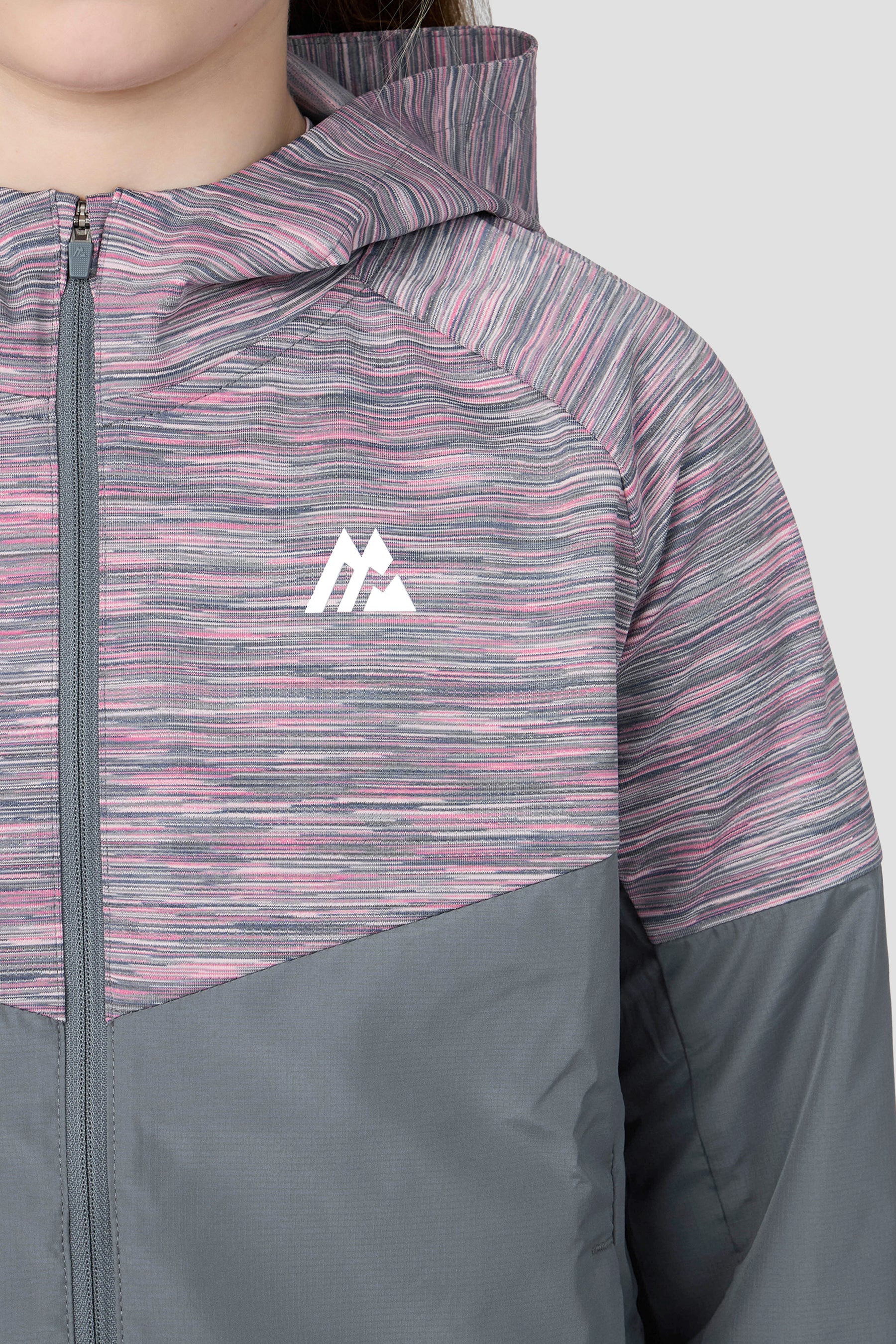 Girls Trail Windbreaker - Grey Multi/Pink