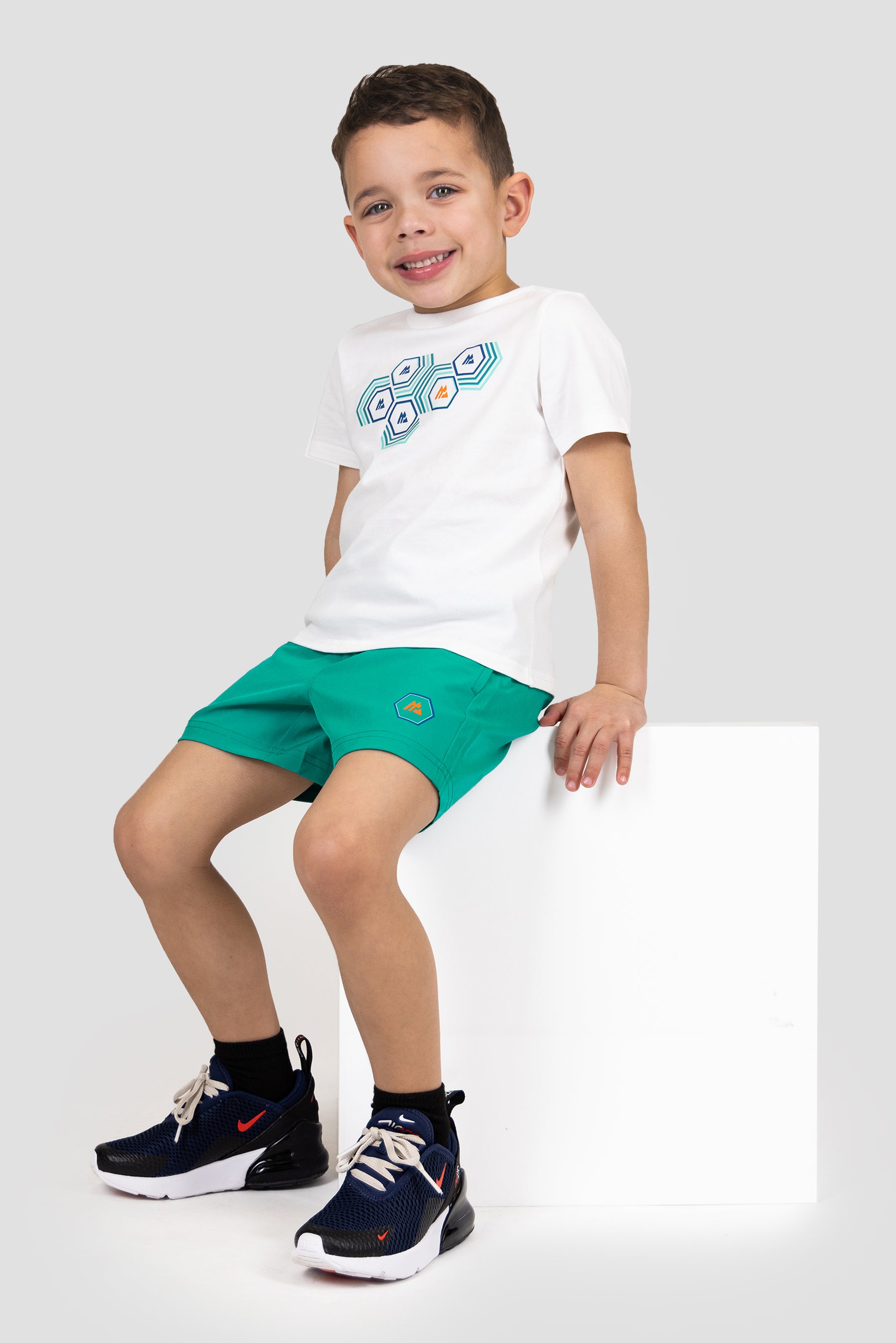 Infant Multi Hex T-Shirt/Short Set - White/Aruba