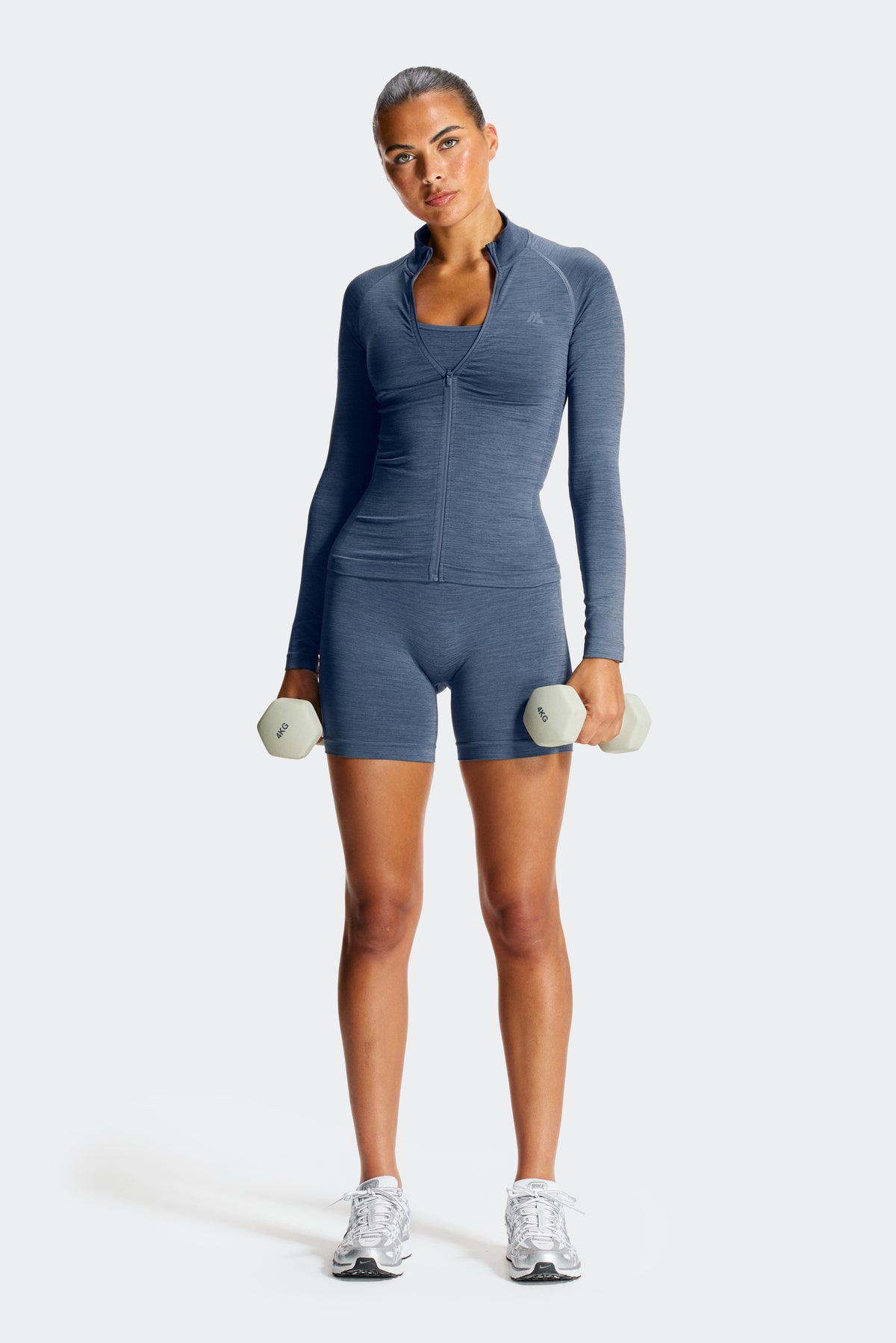 Trail Seamless Full Zip - Greyed Indigo Marl