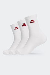 Crew Sock 3 Pack - White/Merlot