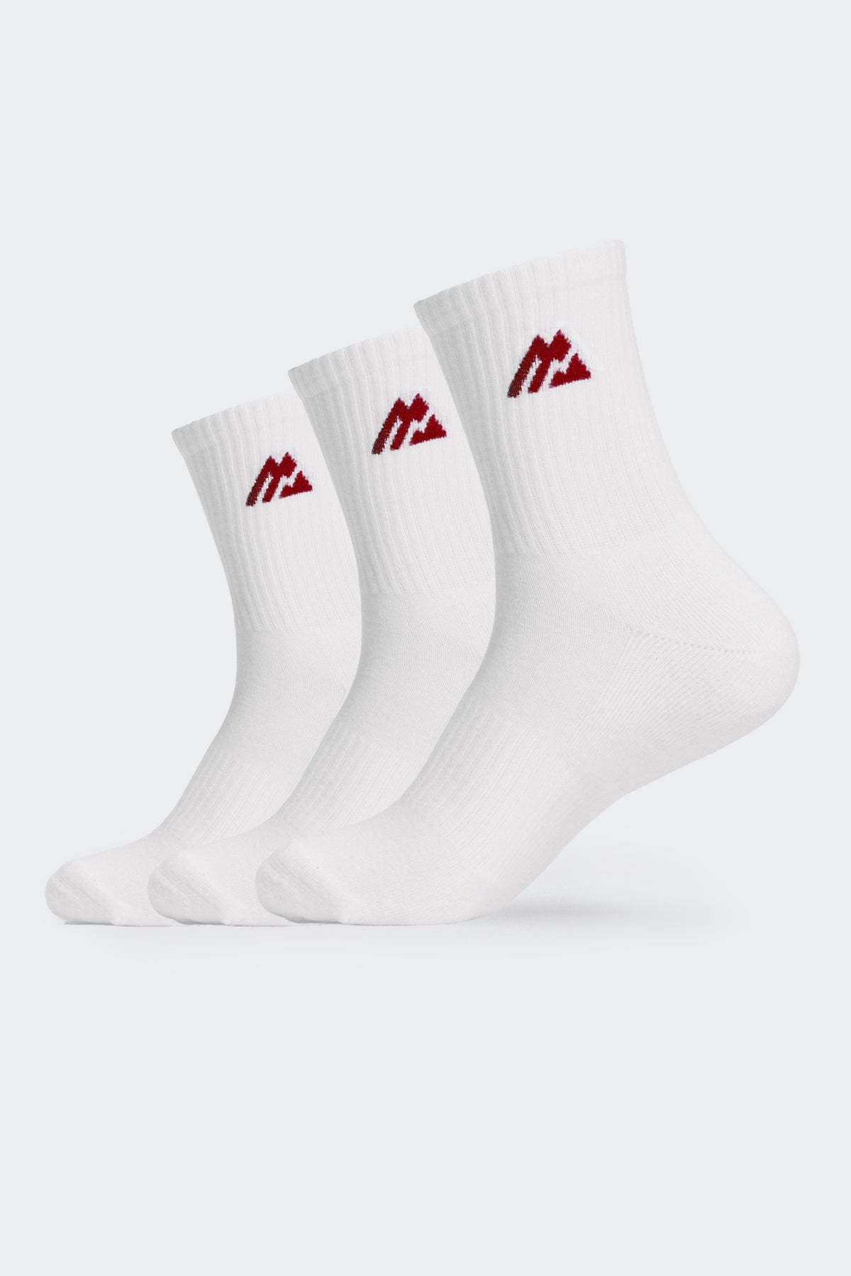 Crew Sock 3 Pack - White/Merlot