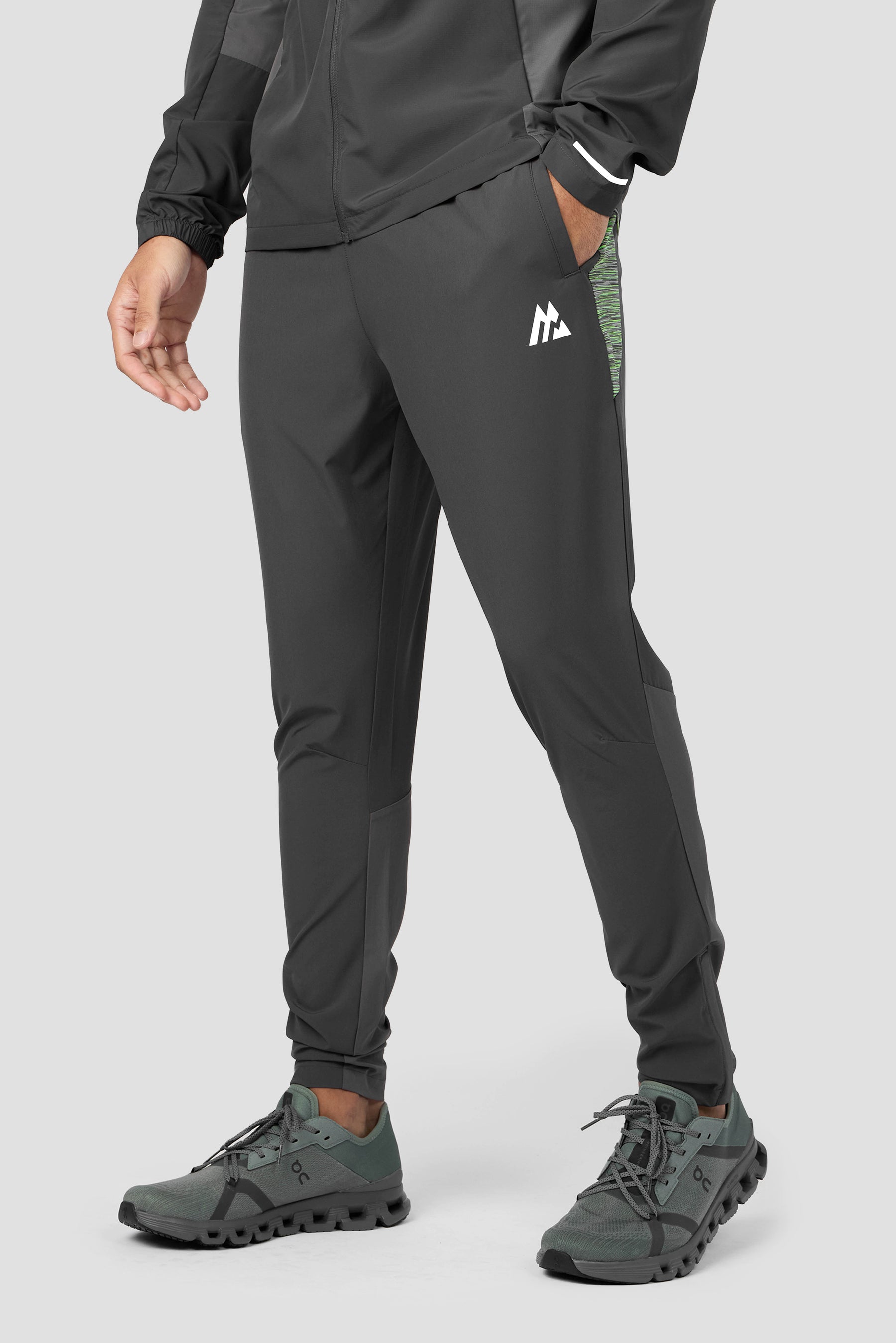 Trail Panel 2.0 Running Pant - Grey/Neon Green
