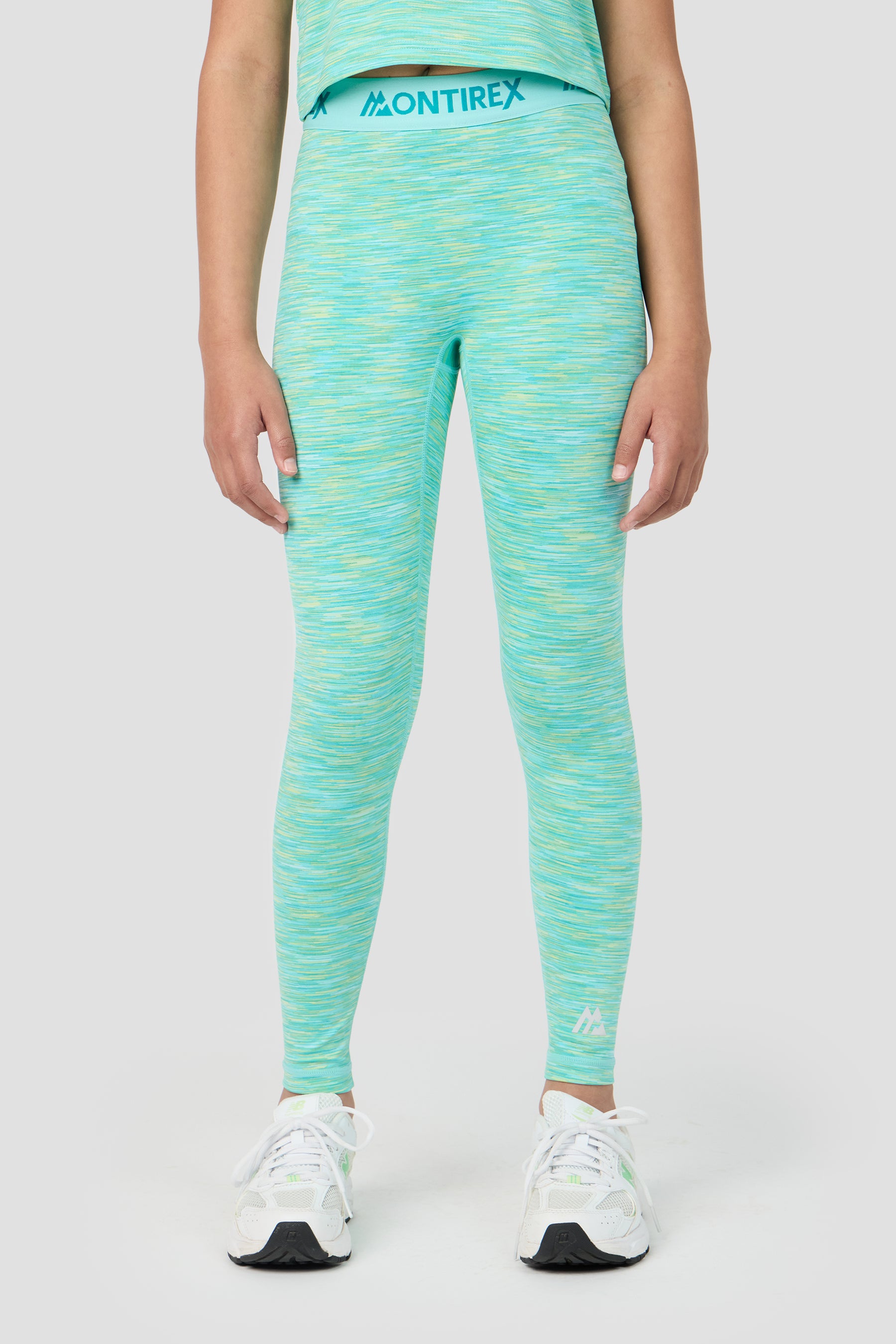 Girls Trail Icon Leggings - Aqua/Citrus