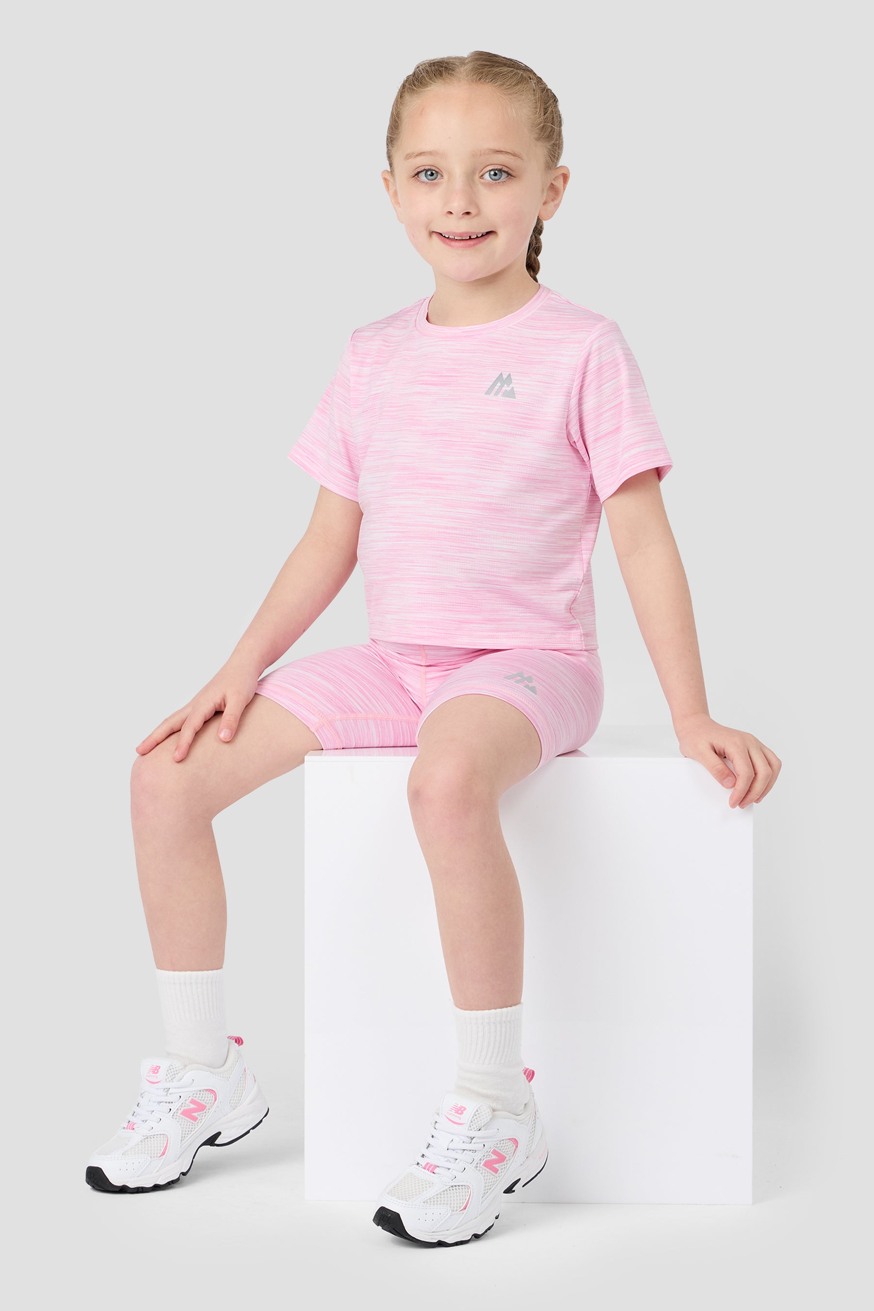 Infant Girls Trail T-Shirt/Trail Cycling Short - Soft Pink/White