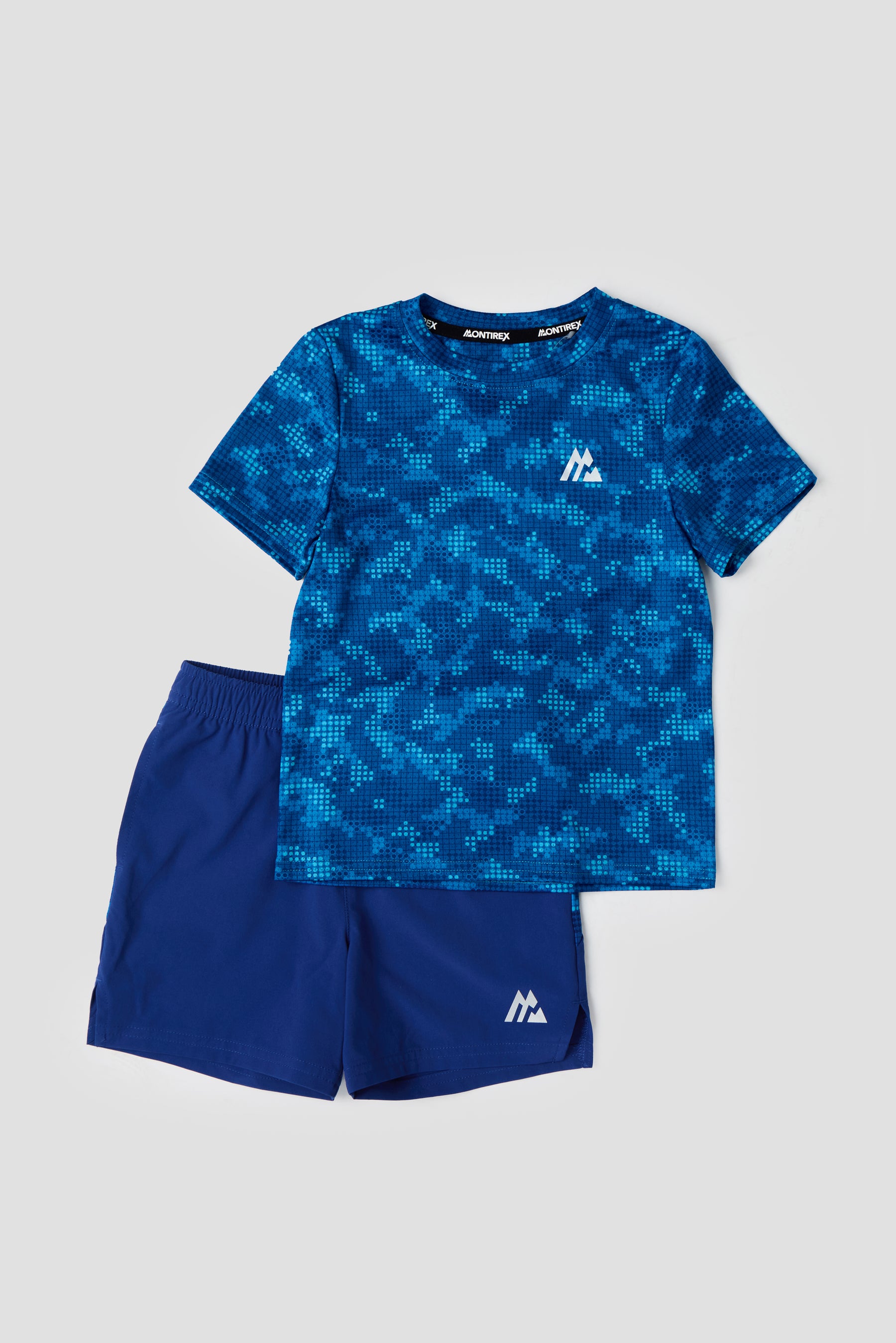 Descent Print T-Shirt/Short Set - Marine Blue/Cobalt Blue/Neon Blue