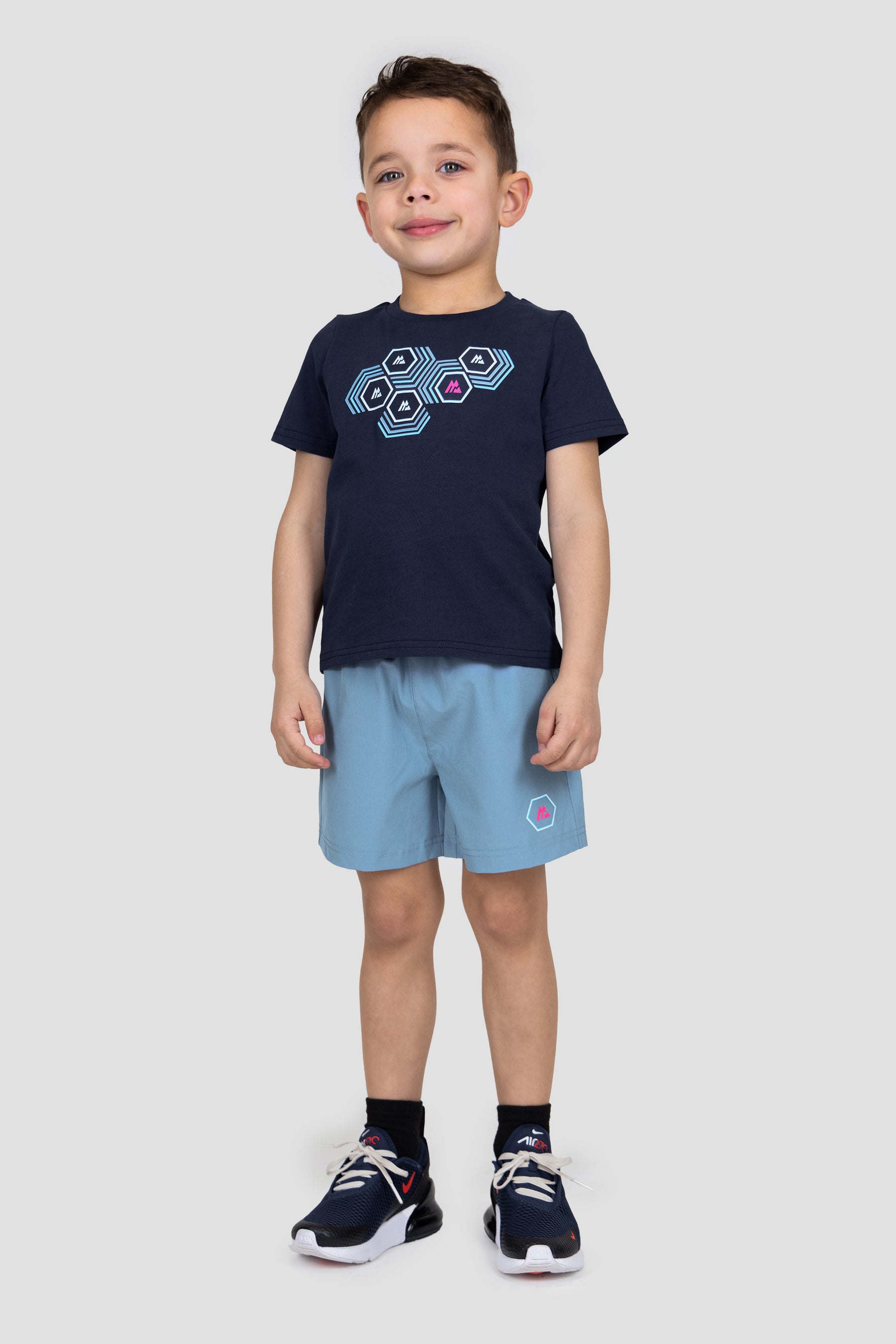 Infant Multi Hex T-Shirt/Short Set - Midnight Blue/Slate Blue