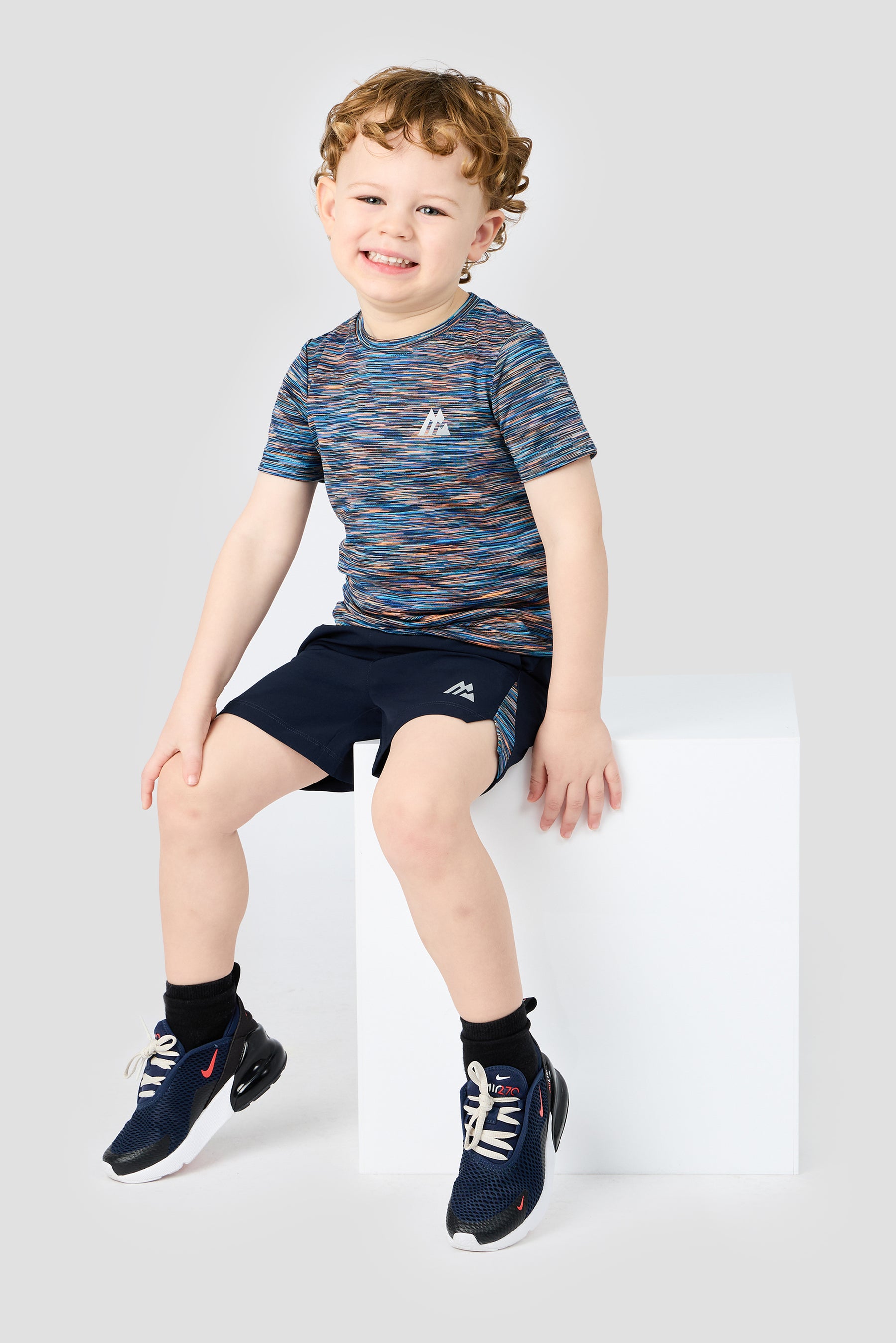 Infant Boys Trail T-Shirt/Short Set - Navy/Blue/Orange